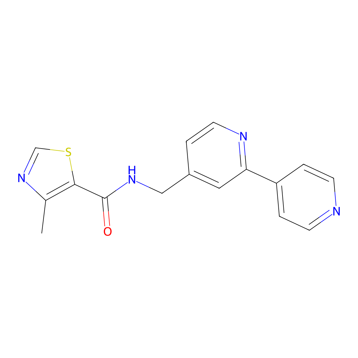 N-({[2,4'-bipyridine]-4-yl}methyl)-4-methyl-1,3-thiazole-5-carboxamide molecular structure, CAS 2034434-09-6