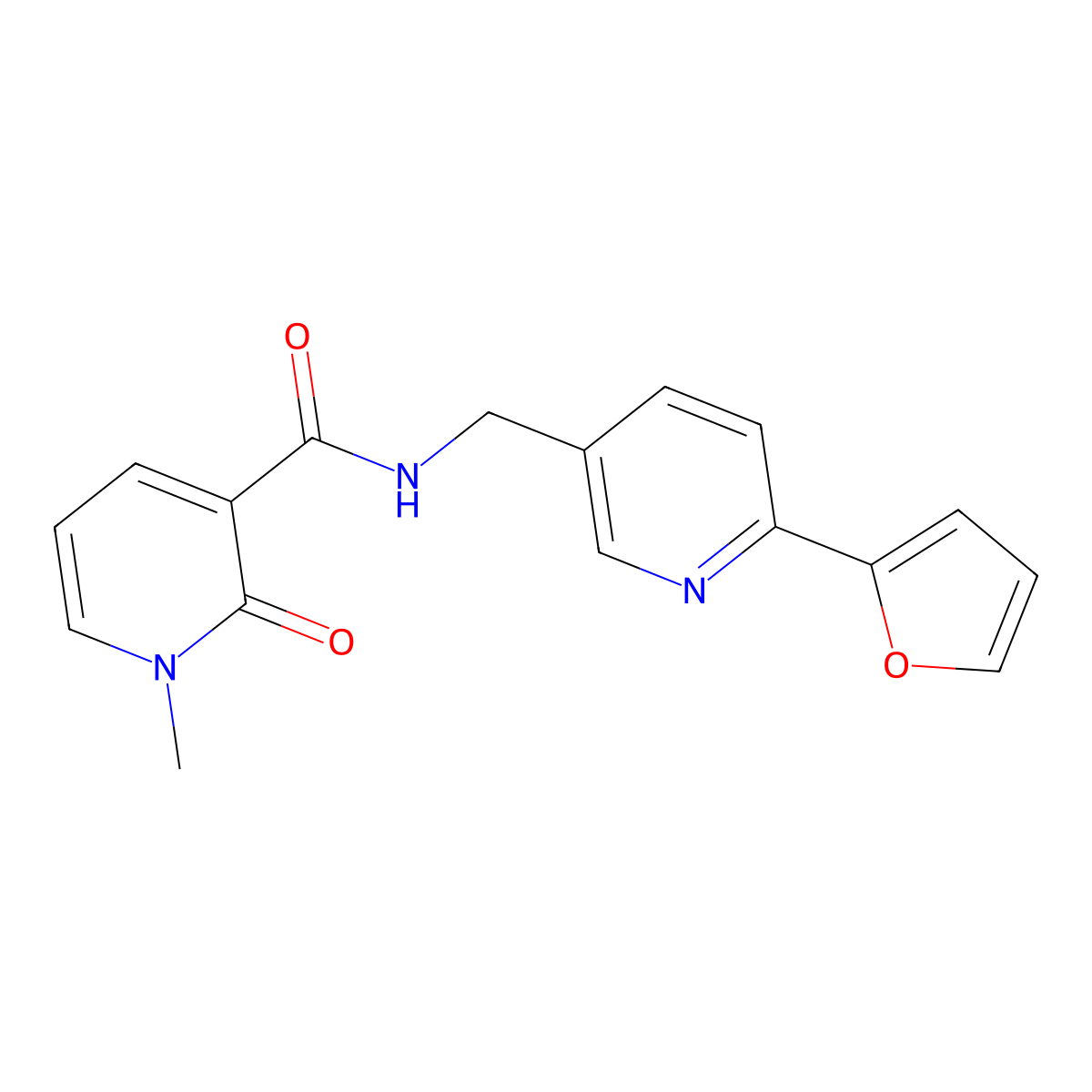 N-((6-(furan-2-yl)pyridin-3-yl)methyl)-1-methyl-2-oxo-1,2-dihydropyridine-3-carboxamide molecular structure, CAS 2034434-12-1