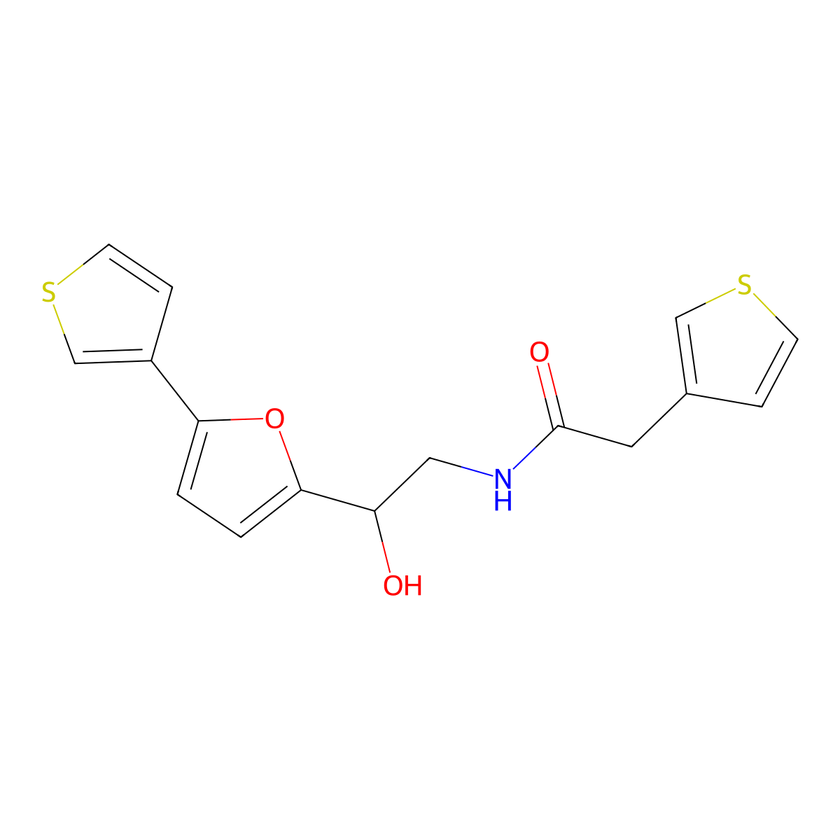 N-{2-hydroxy-2-[5-(thiophen-3-yl)furan-2-yl]ethyl}-2-(thiophen-3-yl)acetamide molecular structure, CAS 2034434-16-5