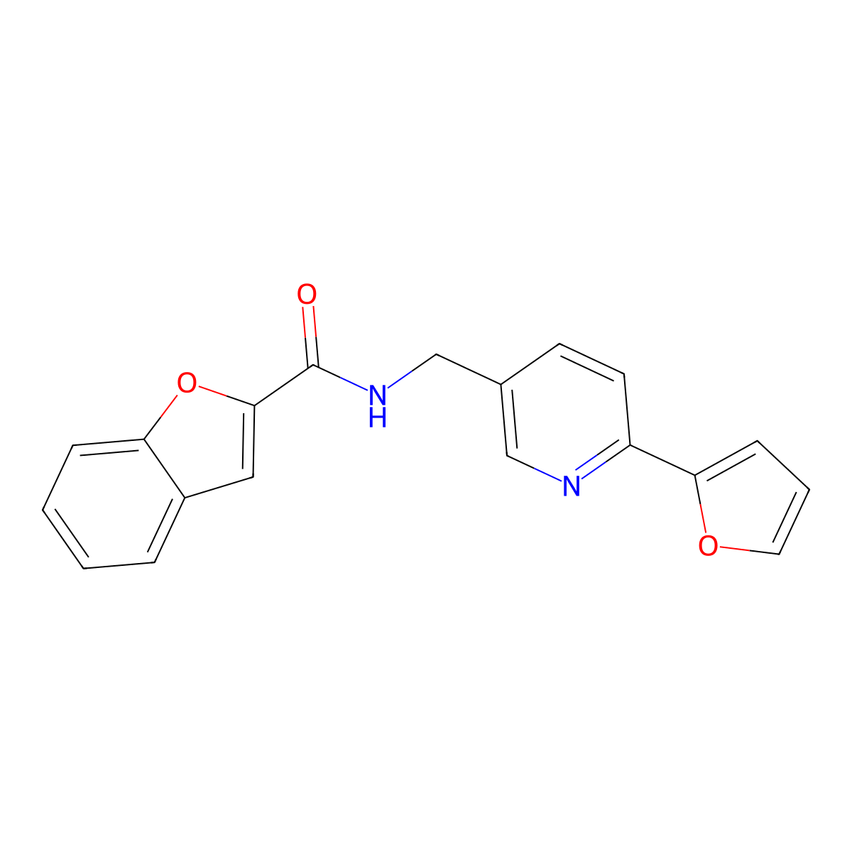 N-((6-(furan-2-yl)pyridin-3-yl)methyl)benzofuran-2-carboxamide molecular structure, CAS 2034434-17-6