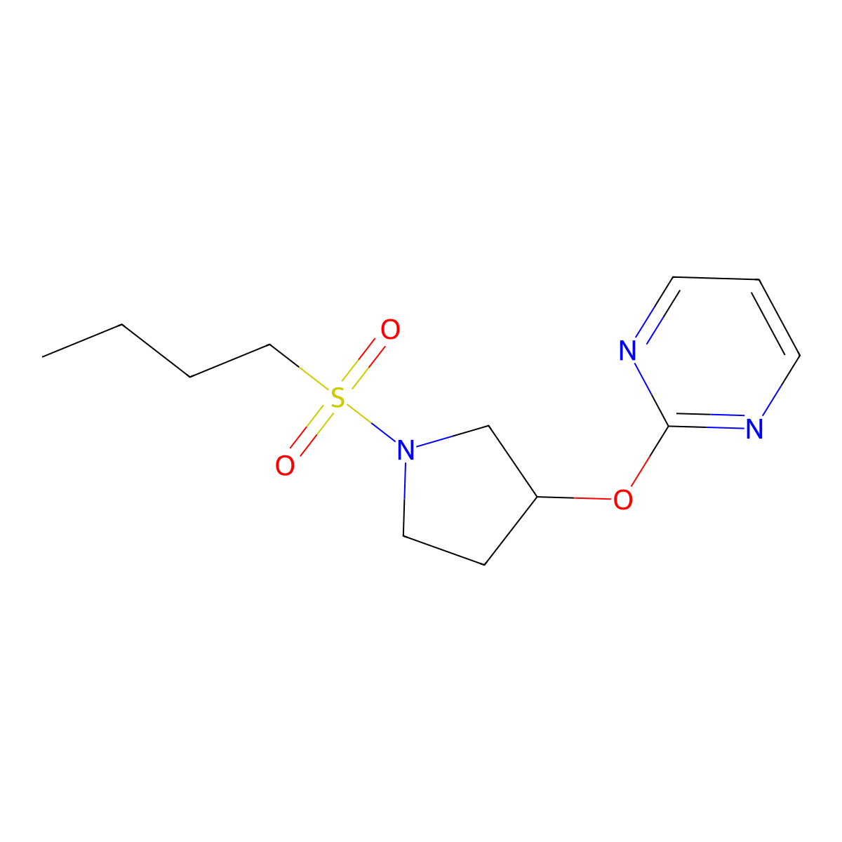2-((1-(Butylsulfonyl)pyrrolidin-3-yl)oxy)pyrimidine molecular structure, CAS 2034434-18-7