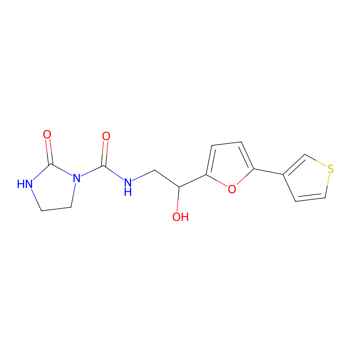 N-{2-hydroxy-2-[5-(thiophen-3-yl)furan-2-yl]ethyl}-2-oxoimidazolidine-1-carboxamide molecular structure, CAS 2034434-20-1