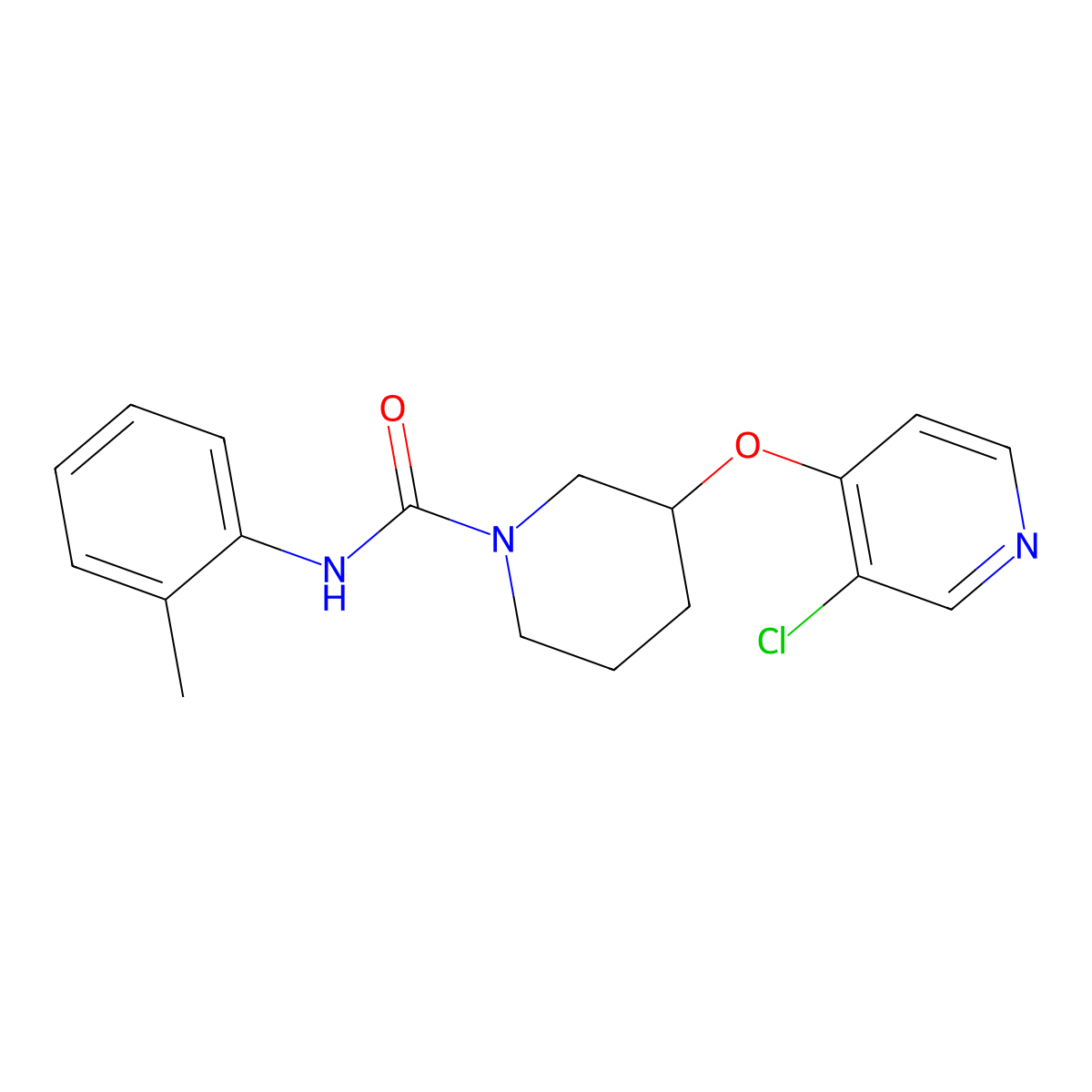 3-((3-chloropyridin-4-yl)oxy)-N-(o-tolyl)piperidine-1-carboxamide molecular structure, CAS 2034434-25-6