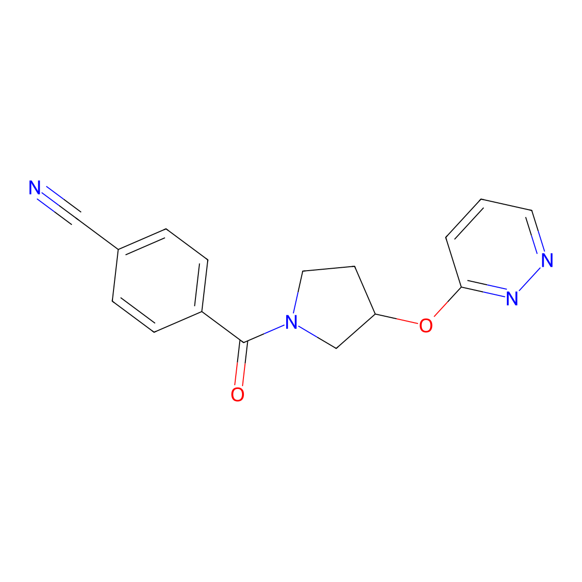 4-(3-(Pyridazin-3-yloxy)pyrrolidine-1-carbonyl)benzonitrile molecular structure, CAS 2034434-26-7