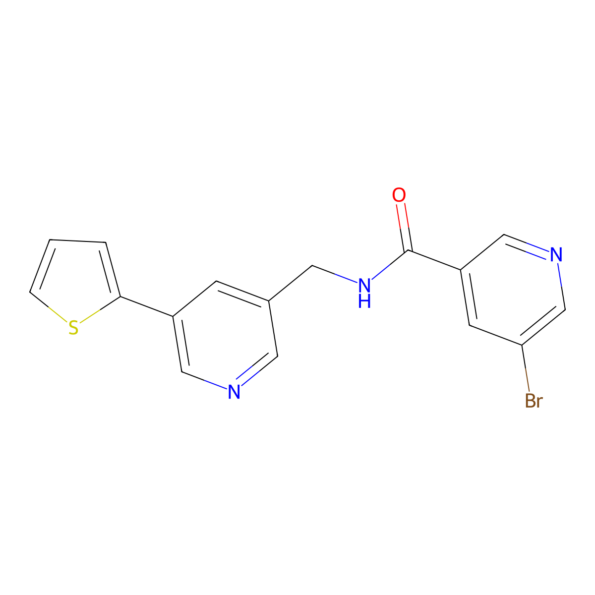 5-bromo-N-((5-(thiophen-2-yl)pyridin-3-yl)methyl)nicotinamide molecular structure, CAS 2034434-31-4