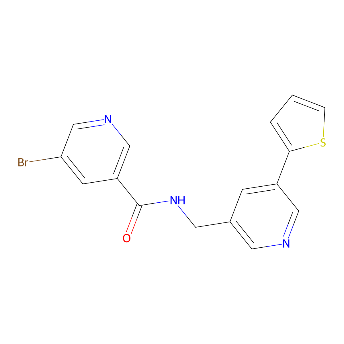 5-bromo-N-((5-(thiophen-2-yl)pyridin-3-yl)methyl)nicotinamide molecular structure, CAS 2034434-31-4