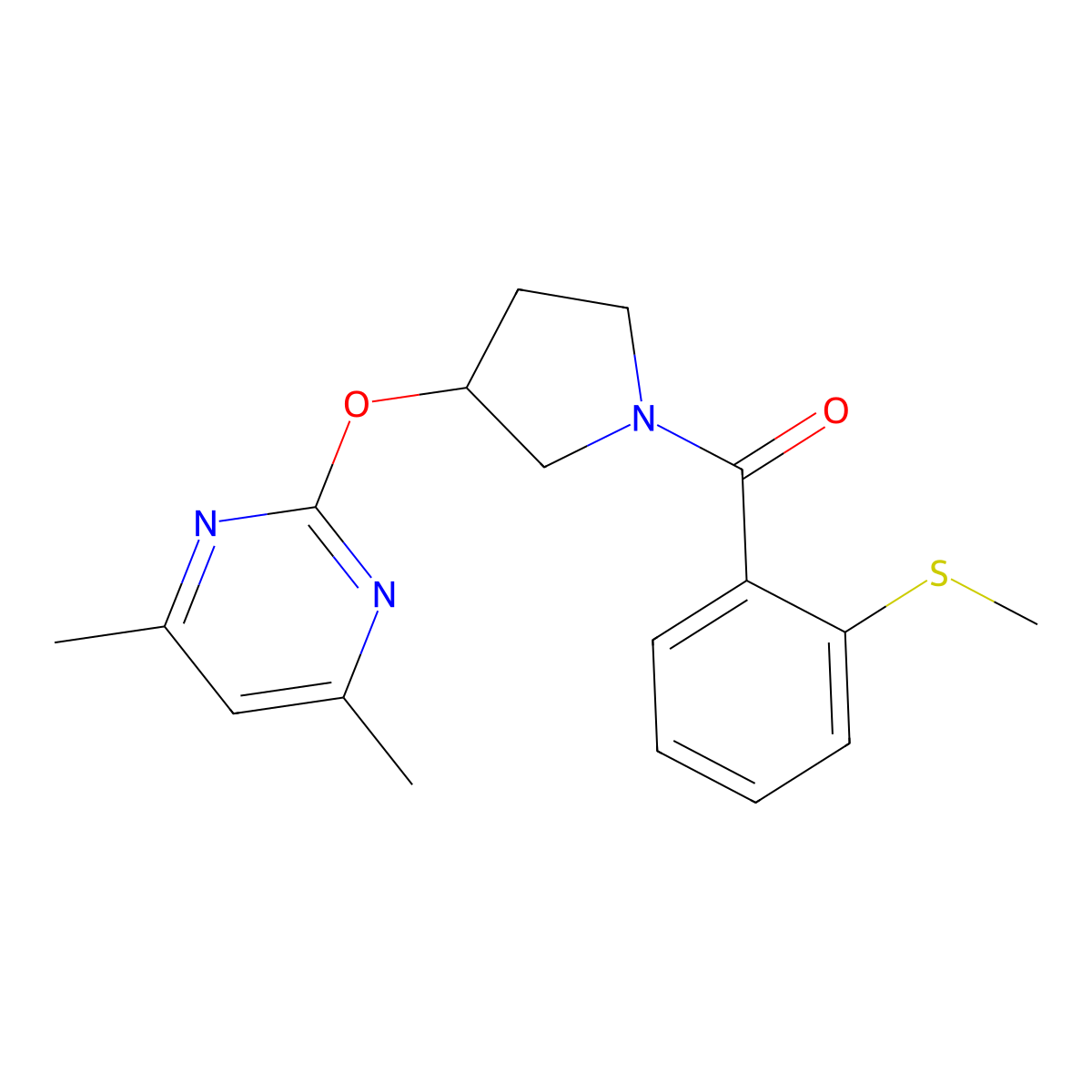 (3-((4,6-Dimethylpyrimidin-2-yl)oxy)pyrrolidin-1-yl)(2-(methylthio)phenyl)methanone molecular structure, CAS 2034434-33-6