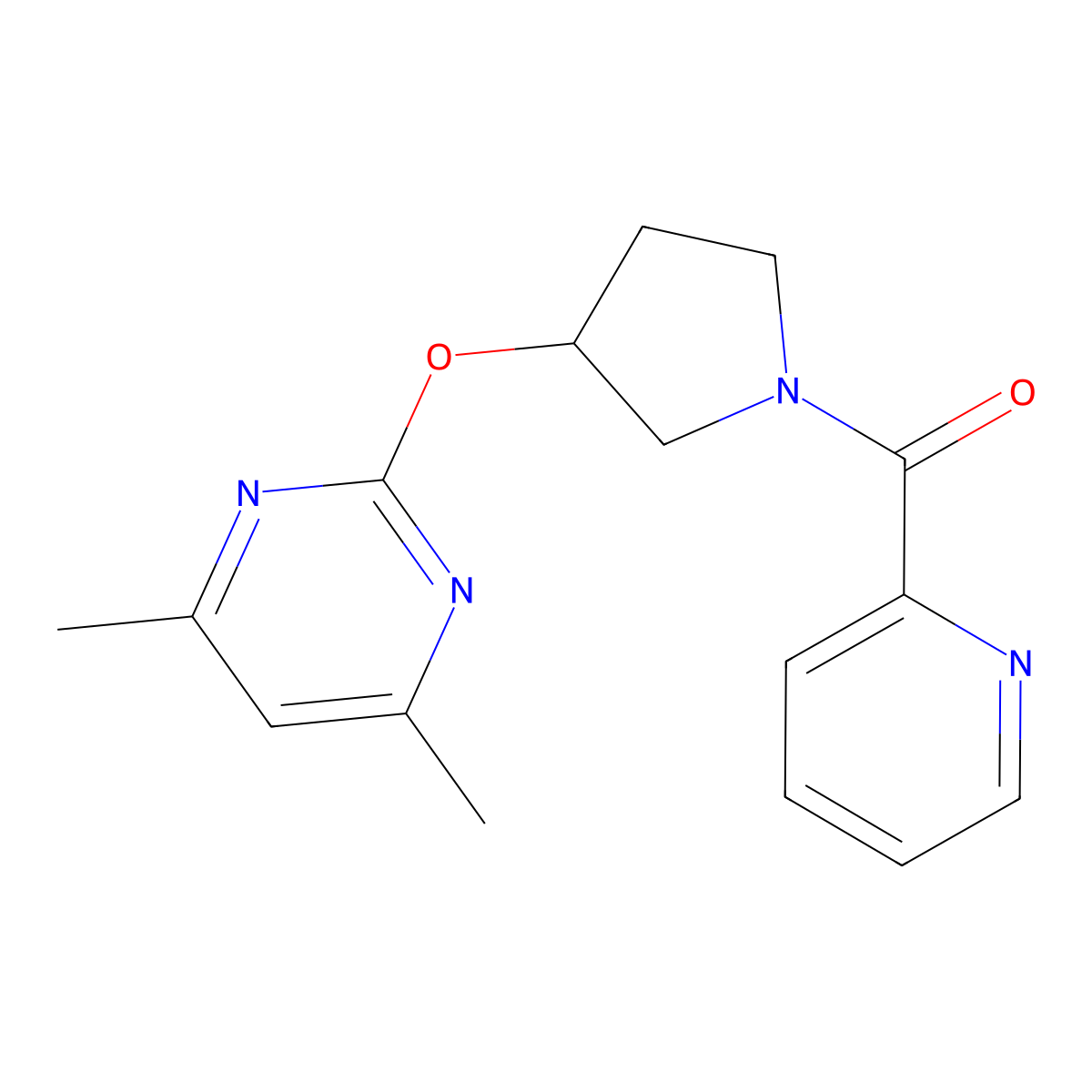 (3-((4,6-Dimethylpyrimidin-2-yl)oxy)pyrrolidin-1-yl)(pyridin-2-yl)methanone molecular structure, CAS 2034434-37-0