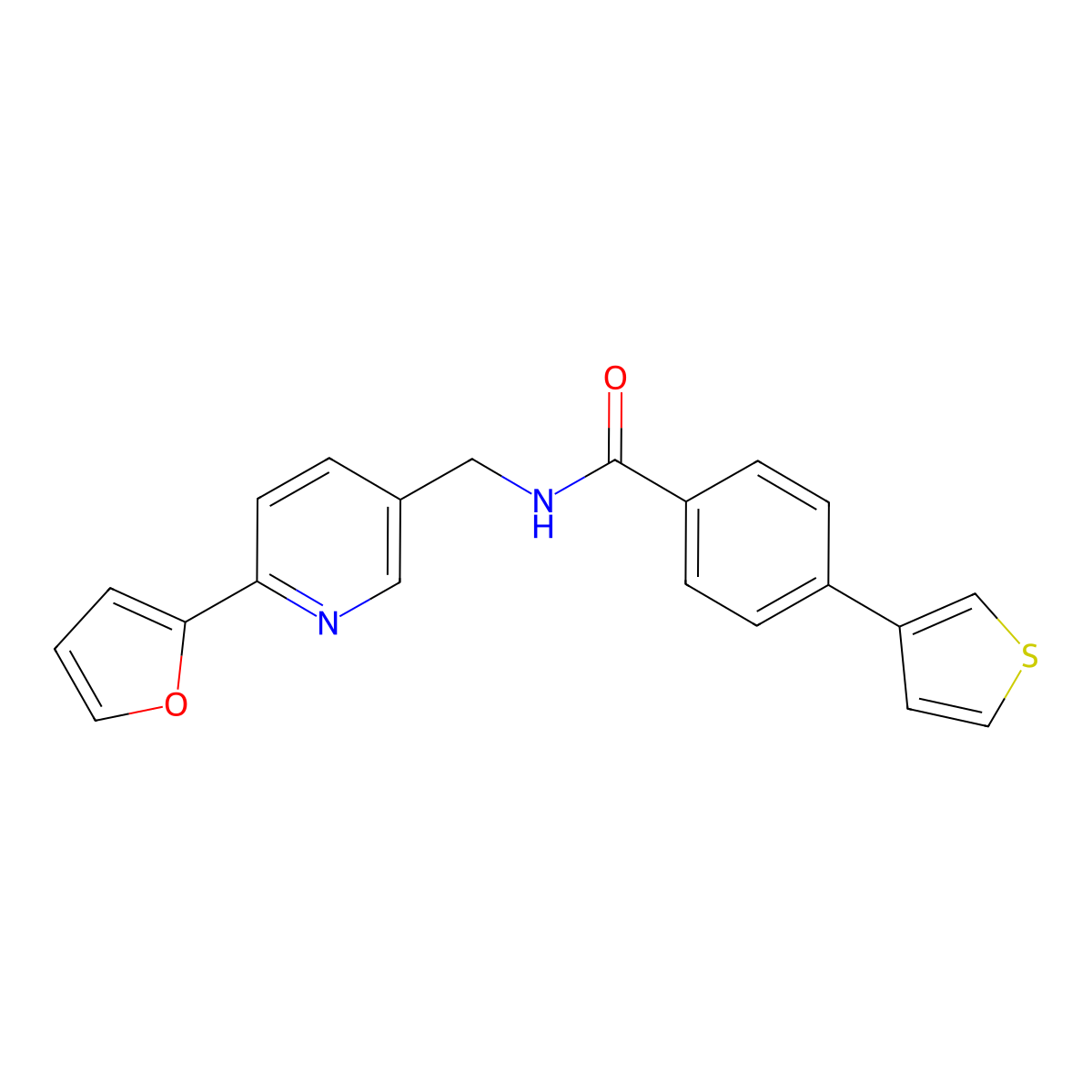 N-((6-(furan-2-yl)pyridin-3-yl)methyl)-4-(thiophen-3-yl)benzamide molecular structure, CAS 2034434-38-1