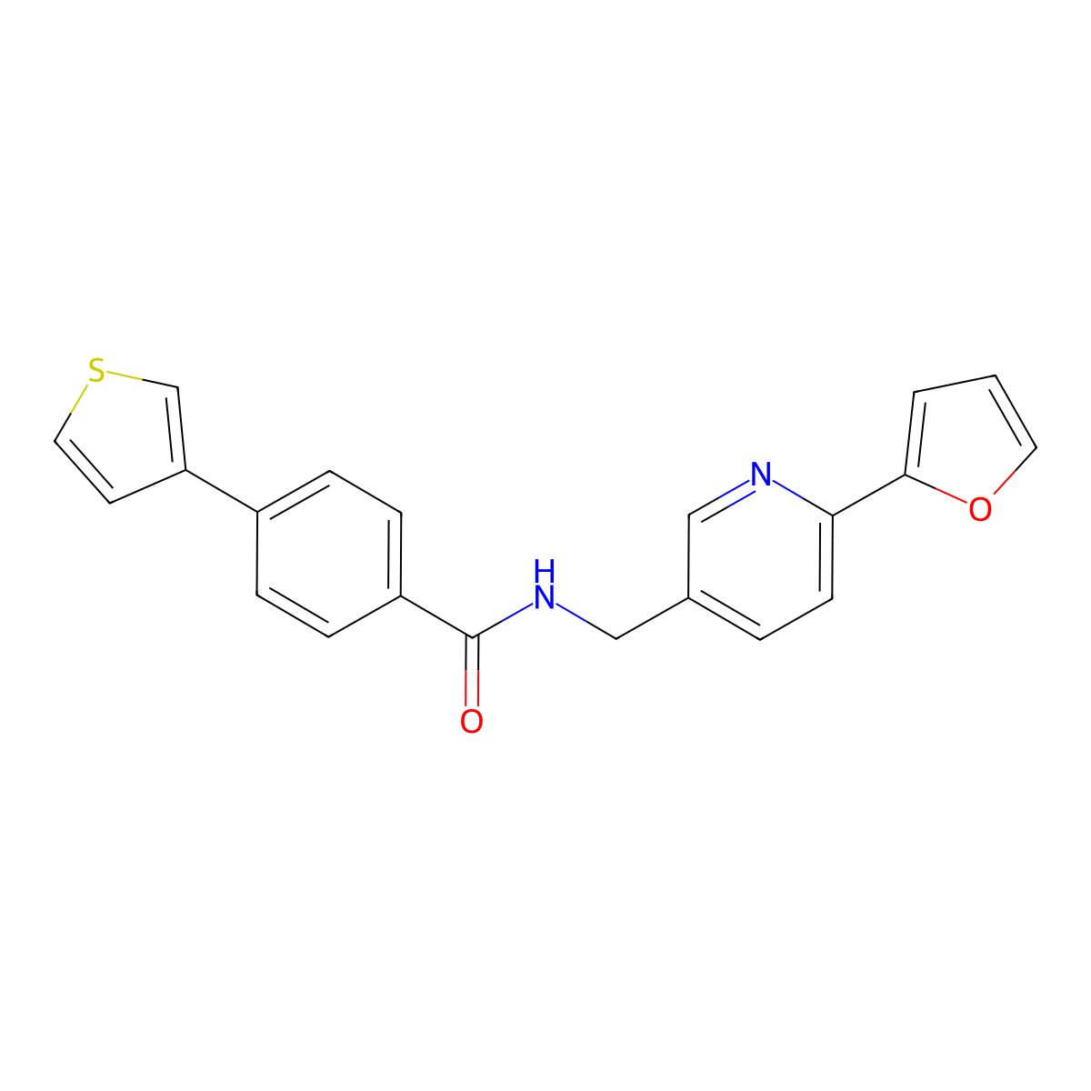N-((6-(furan-2-yl)pyridin-3-yl)methyl)-4-(thiophen-3-yl)benzamide molecular structure, CAS 2034434-38-1