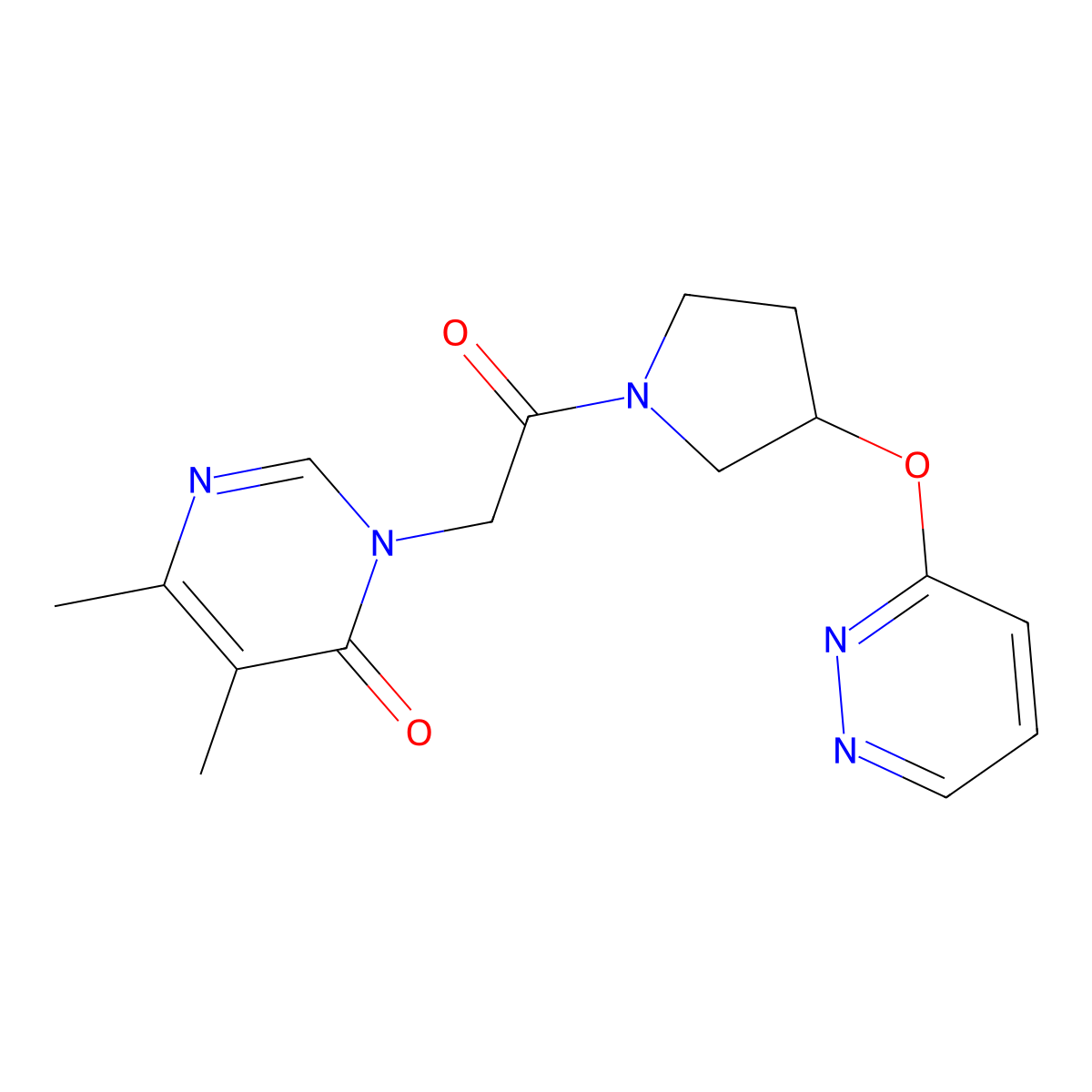 5,6-dimethyl-3-(2-oxo-2-(3-(pyridazin-3-yloxy)pyrrolidin-1-yl)ethyl)pyrimidin-4(3H)-one molecular structure, CAS 2034434-39-2