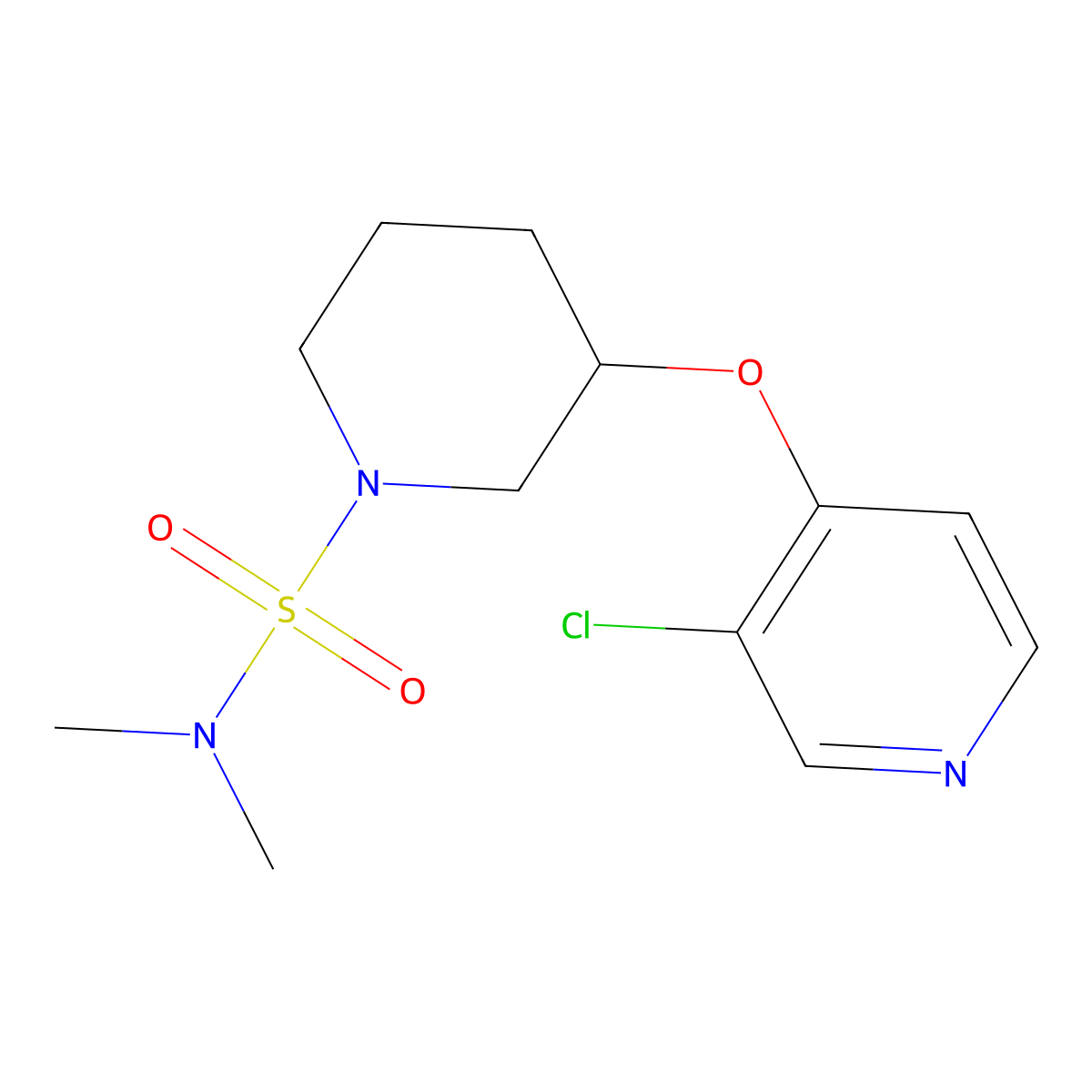 3-[(3-chloropyridin-4-yl)oxy]-N,N-dimethylpiperidine-1-sulfonamide molecular structure, CAS 2034434-41-6