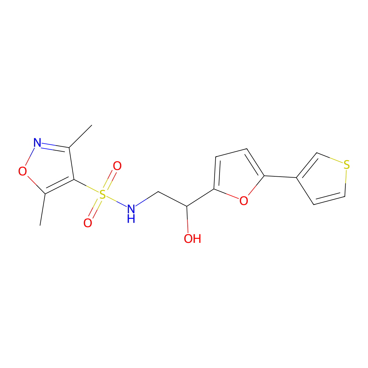 N-(2-hydroxy-2-(5-(thiophen-3-yl)furan-2-yl)ethyl)-3,5-dimethylisoxazole-4-sulfonamide molecular structure, CAS 2034434-44-9