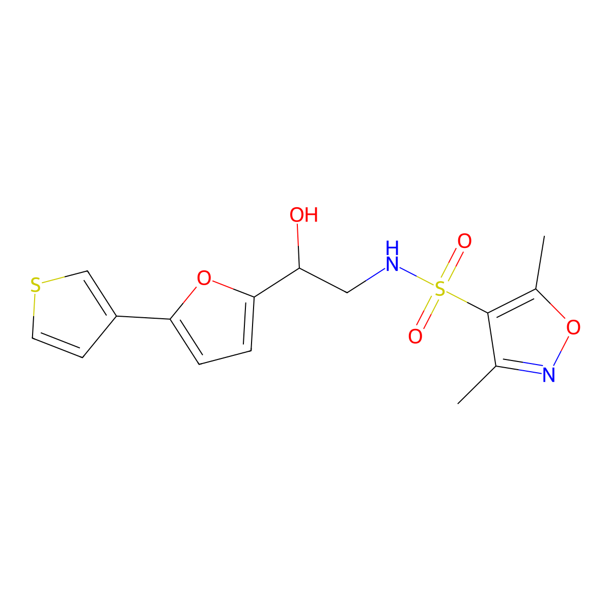N-(2-hydroxy-2-(5-(thiophen-3-yl)furan-2-yl)ethyl)-3,5-dimethylisoxazole-4-sulfonamide molecular structure, CAS 2034434-44-9