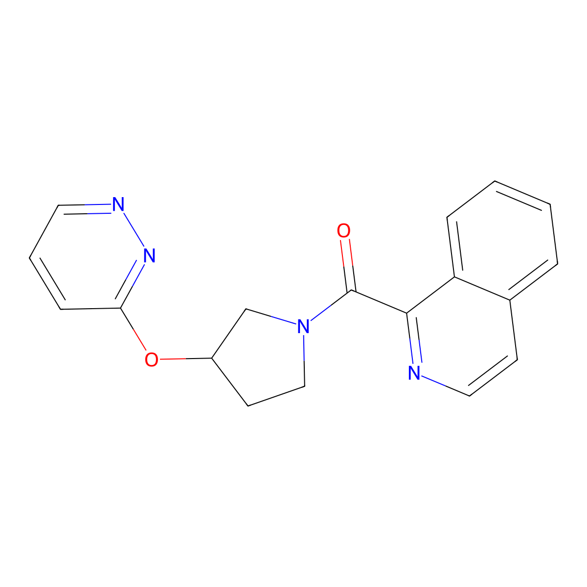 Isoquinolin-1-yl(3-(pyridazin-3-yloxy)pyrrolidin-1-yl)methanone molecular structure, CAS 2034434-47-2