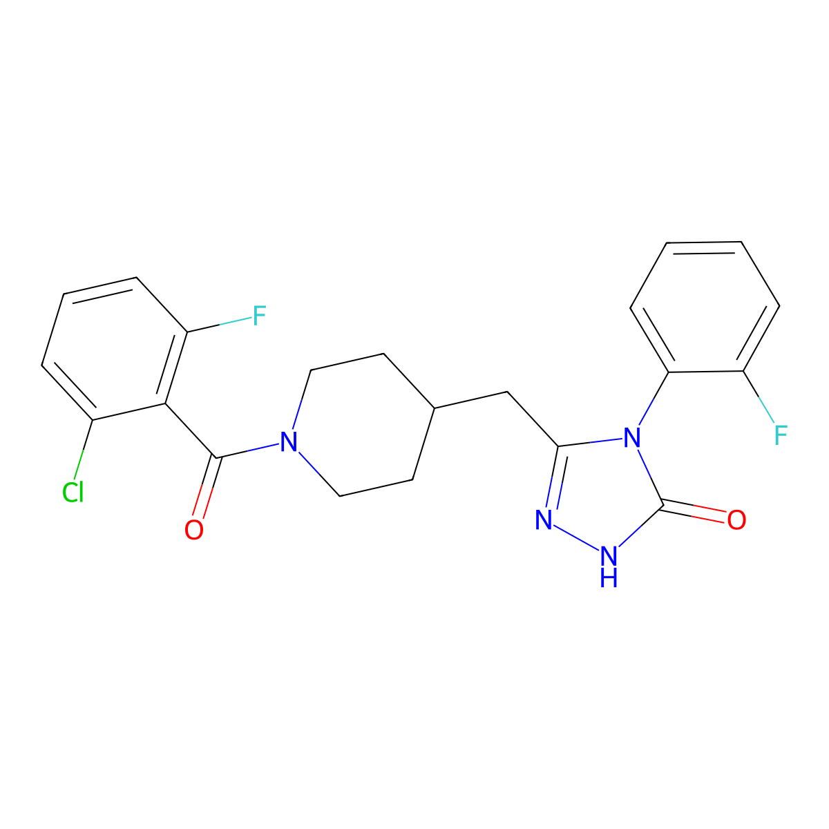 3-((1-(2-chloro-6-fluorobenzoyl)piperidin-4-yl)methyl)-4-(2-fluorophenyl)-1H-1,2,4-triazol-5(4H)-one molecular structure, CAS 2034434-48-3