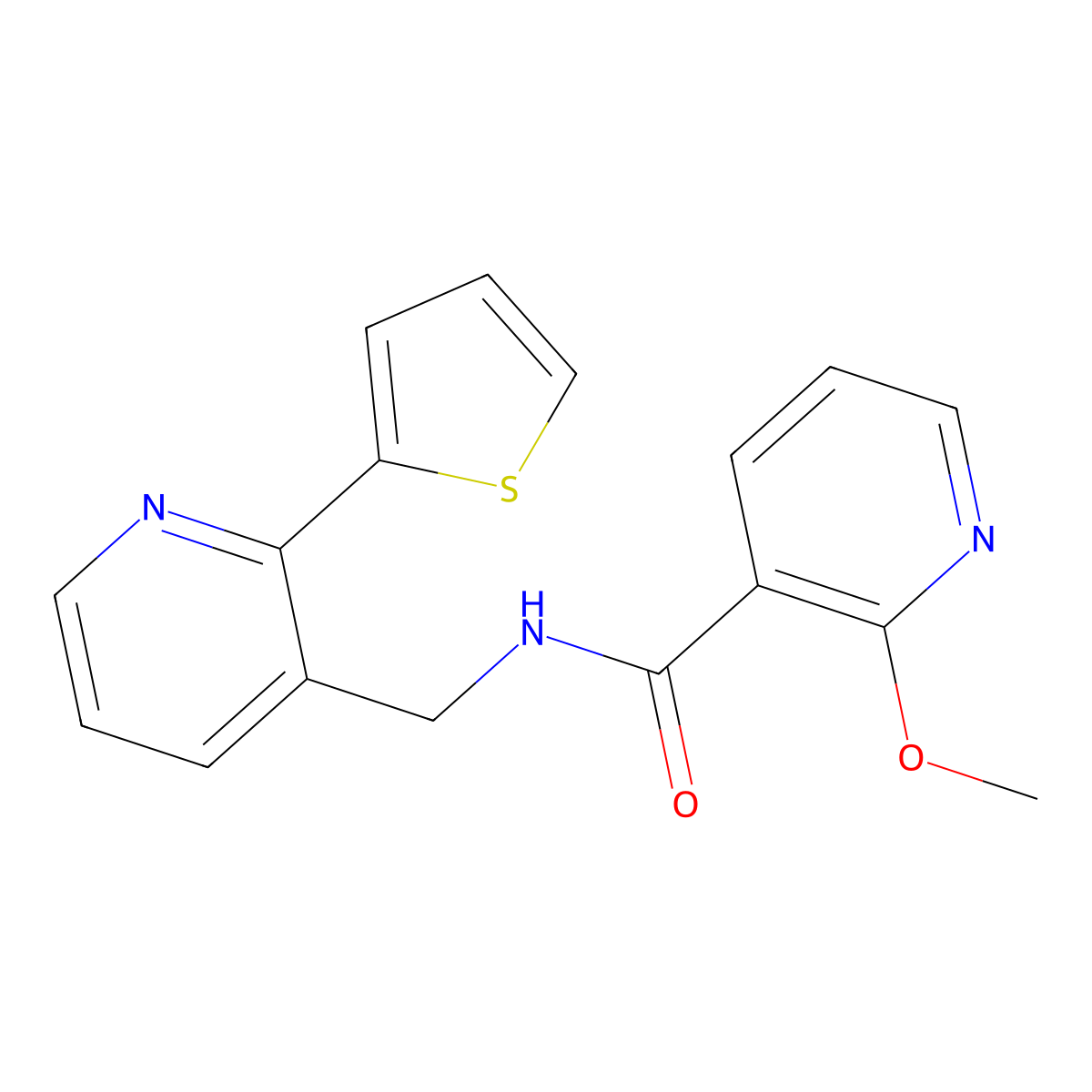 2-methoxy-N-((2-(thiophen-2-yl)pyridin-3-yl)methyl)nicotinamide molecular structure, CAS 2034434-49-4