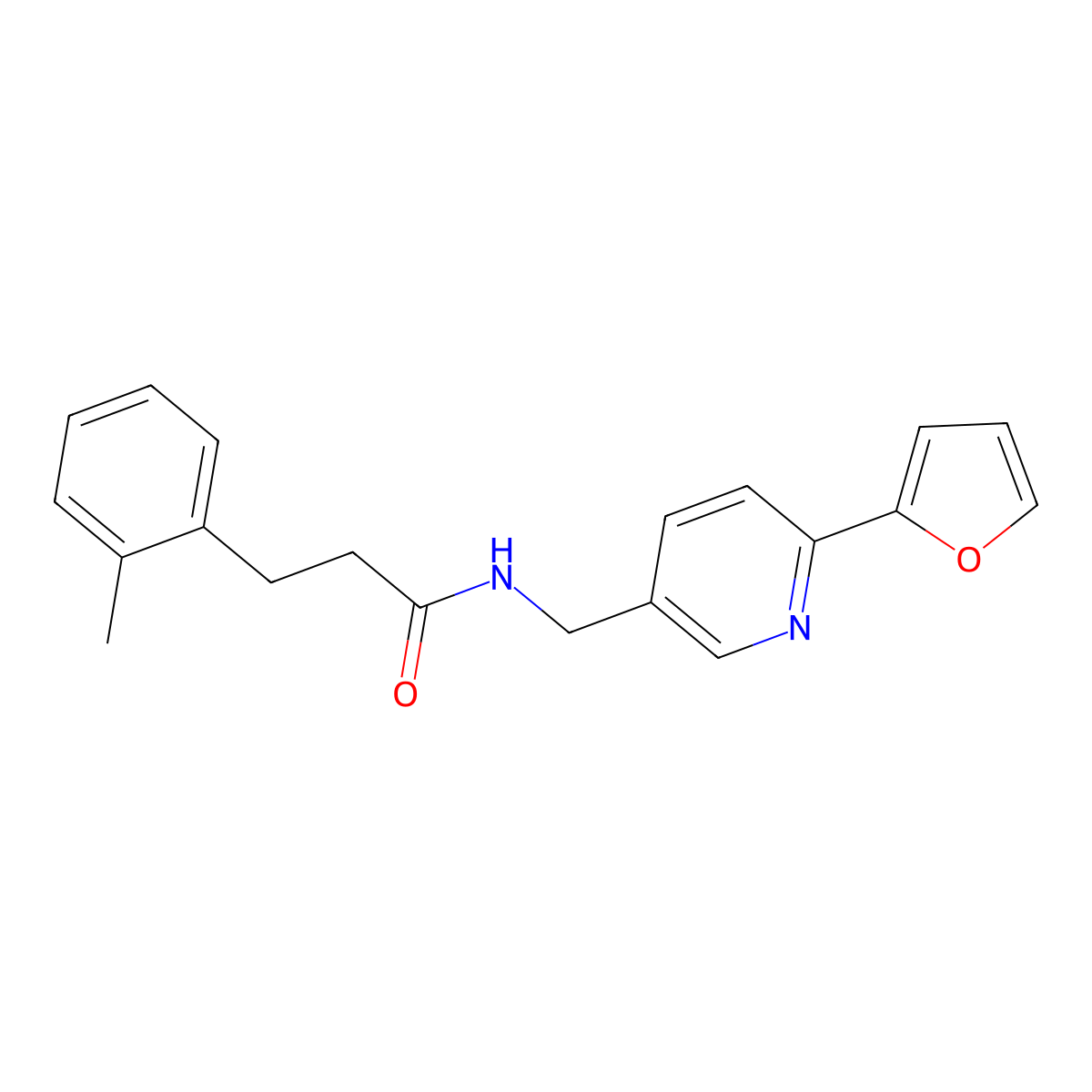 N-((6-(furan-2-yl)pyridin-3-yl)methyl)-3-(o-tolyl)propanamide molecular structure, CAS 2034434-51-8