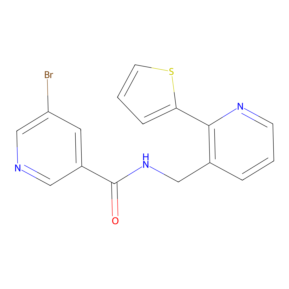 5-bromo-N-((2-(thiophen-2-yl)pyridin-3-yl)methyl)nicotinamide molecular structure, CAS 2034434-55-2
