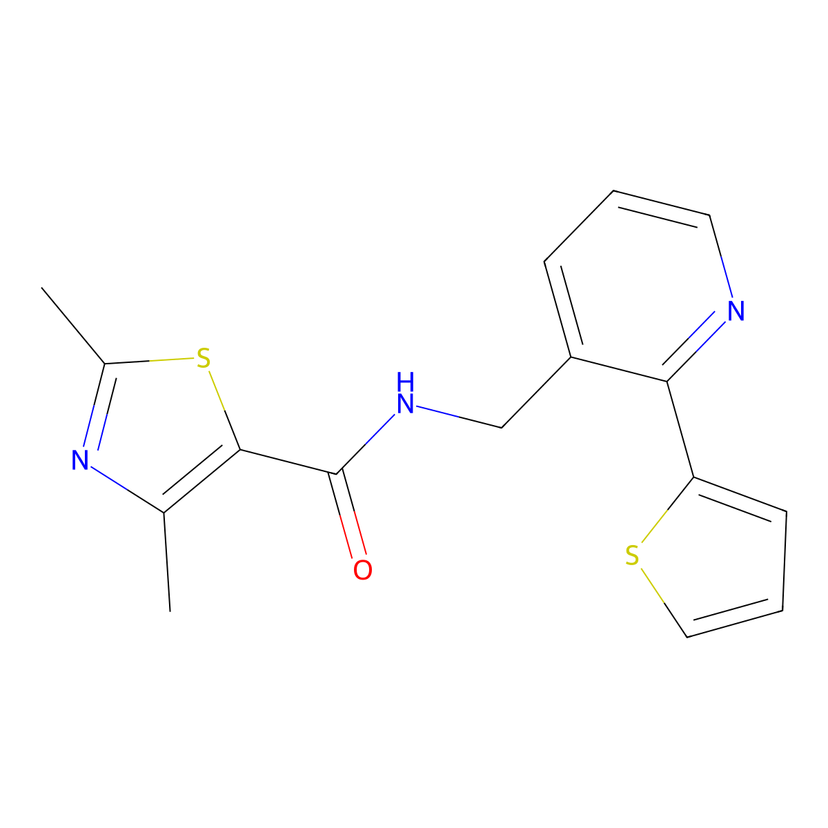 2,4-dimethyl-N-((2-(thiophen-2-yl)pyridin-3-yl)methyl)thiazole-5-carboxamide molecular structure, CAS 2034434-63-2