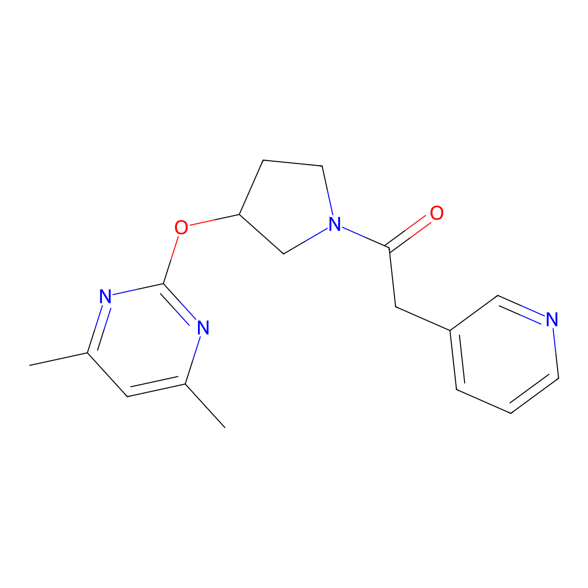 1-(3-((4,6-Dimethylpyrimidin-2-yl)oxy)pyrrolidin-1-yl)-2-(pyridin-3-yl)ethanone molecular structure, CAS 2034434-71-2
