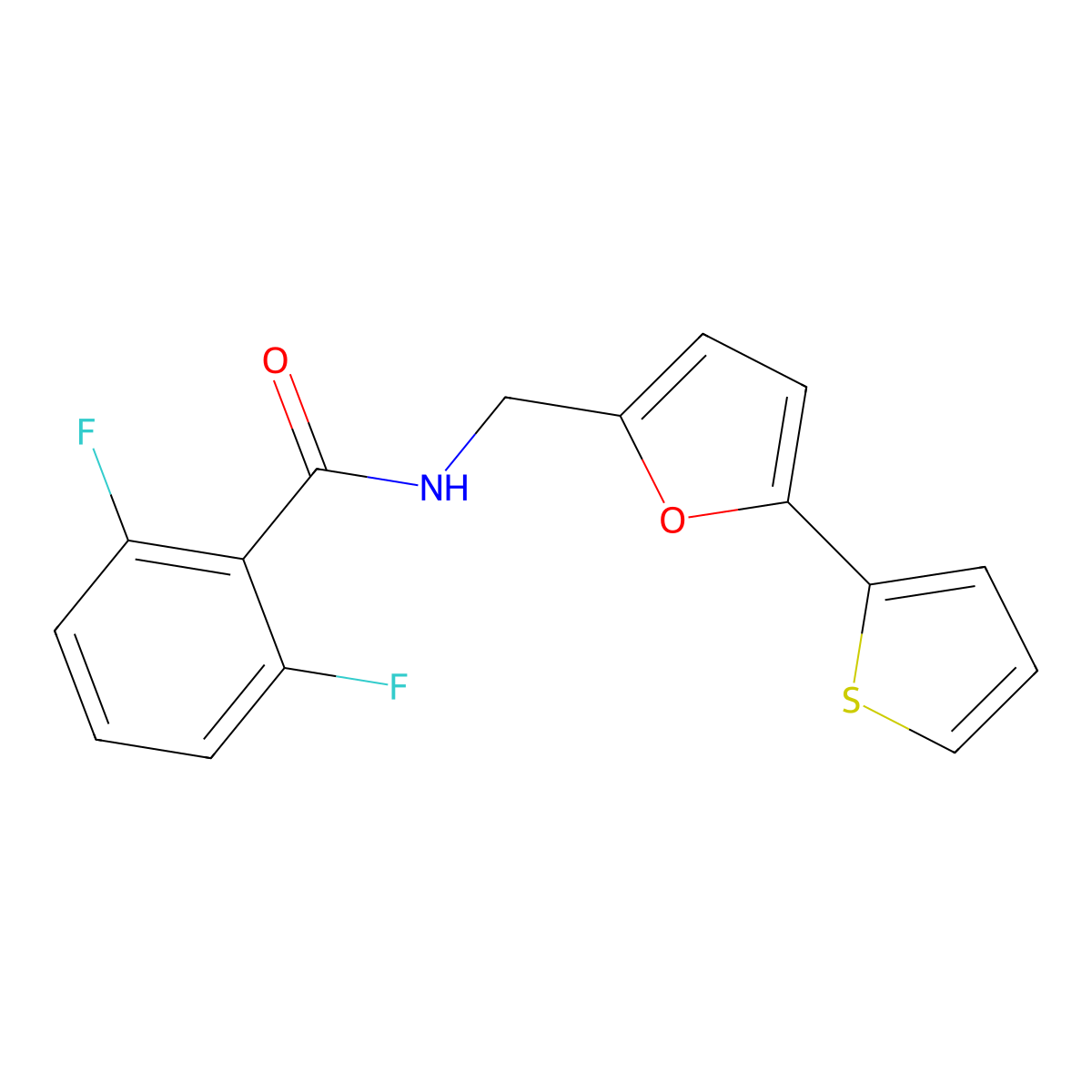 2,6-difluoro-N-((5-(thiophen-2-yl)furan-2-yl)methyl)benzamide molecular structure, CAS 2034434-76-7