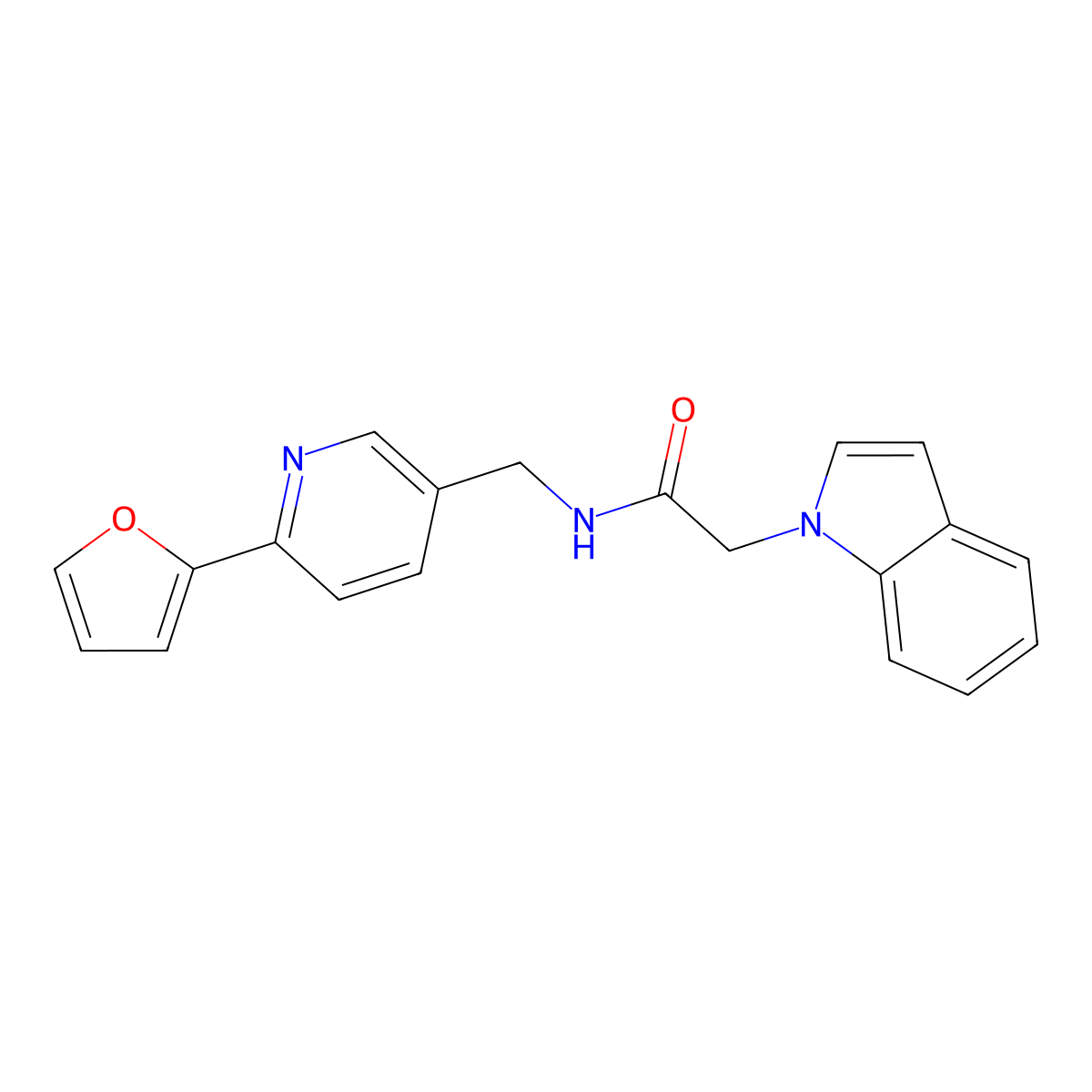 N-{[6-(furan-2-yl)pyridin-3-yl]methyl}-2-(1H-indol-1-yl)acetamide molecular structure, CAS 2034434-78-9