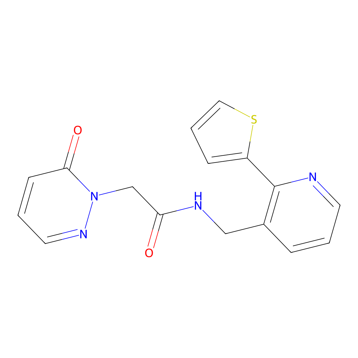 2-(6-oxopyridazin-1(6H)-yl)-N-((2-(thiophen-2-yl)pyridin-3-yl)methyl)acetamide molecular structure, CAS 2034434-81-4