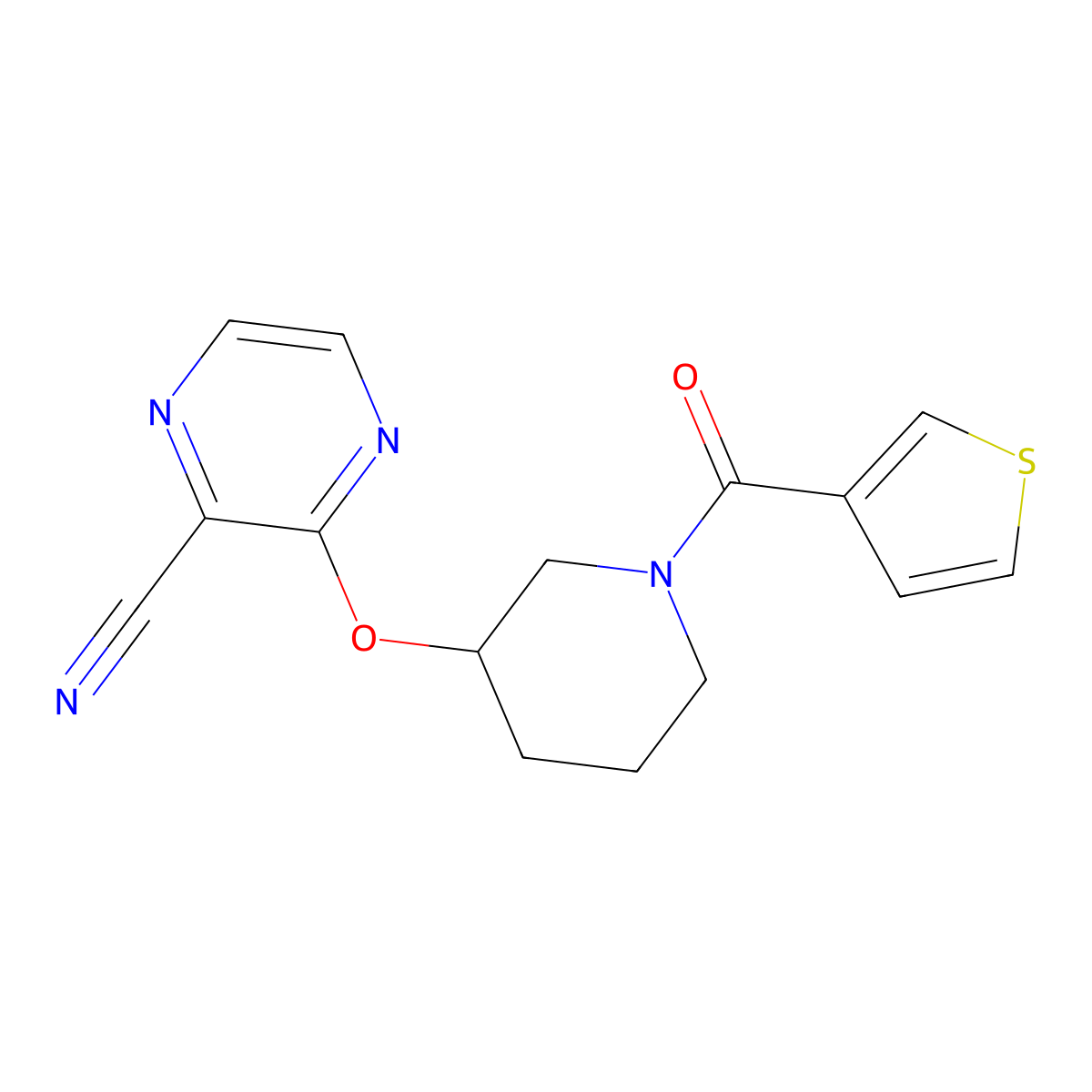 3-((1-(Thiophene-3-carbonyl)piperidin-3-yl)oxy)pyrazine-2-carbonitrile molecular structure, CAS 2034434-88-1