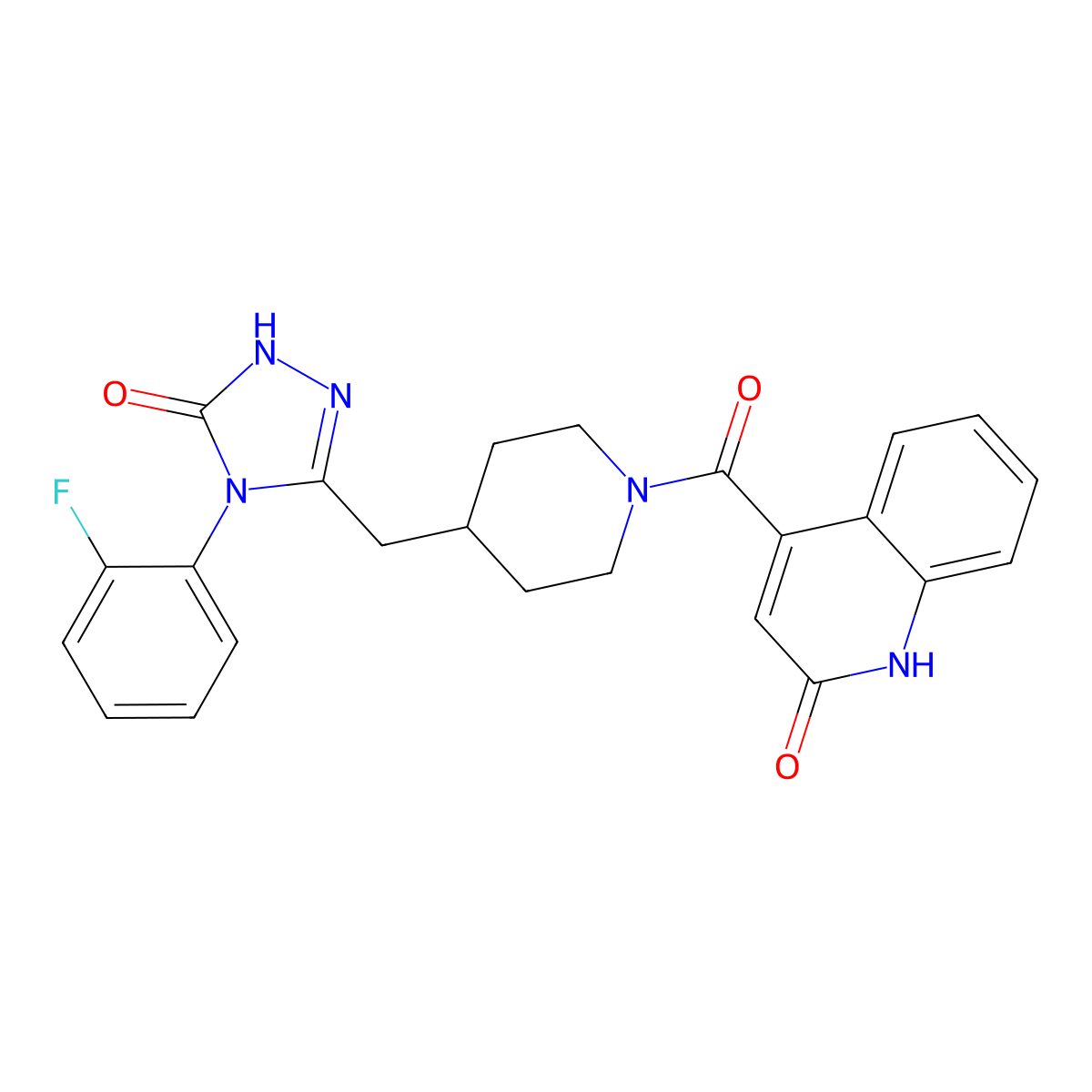 4-(2-fluorophenyl)-3-((1-(2-hydroxyquinoline-4-carbonyl)piperidin-4-yl)methyl)-1H-1,2,4-triazol-5(4H)-one molecular structure, CAS 2034434-89-2