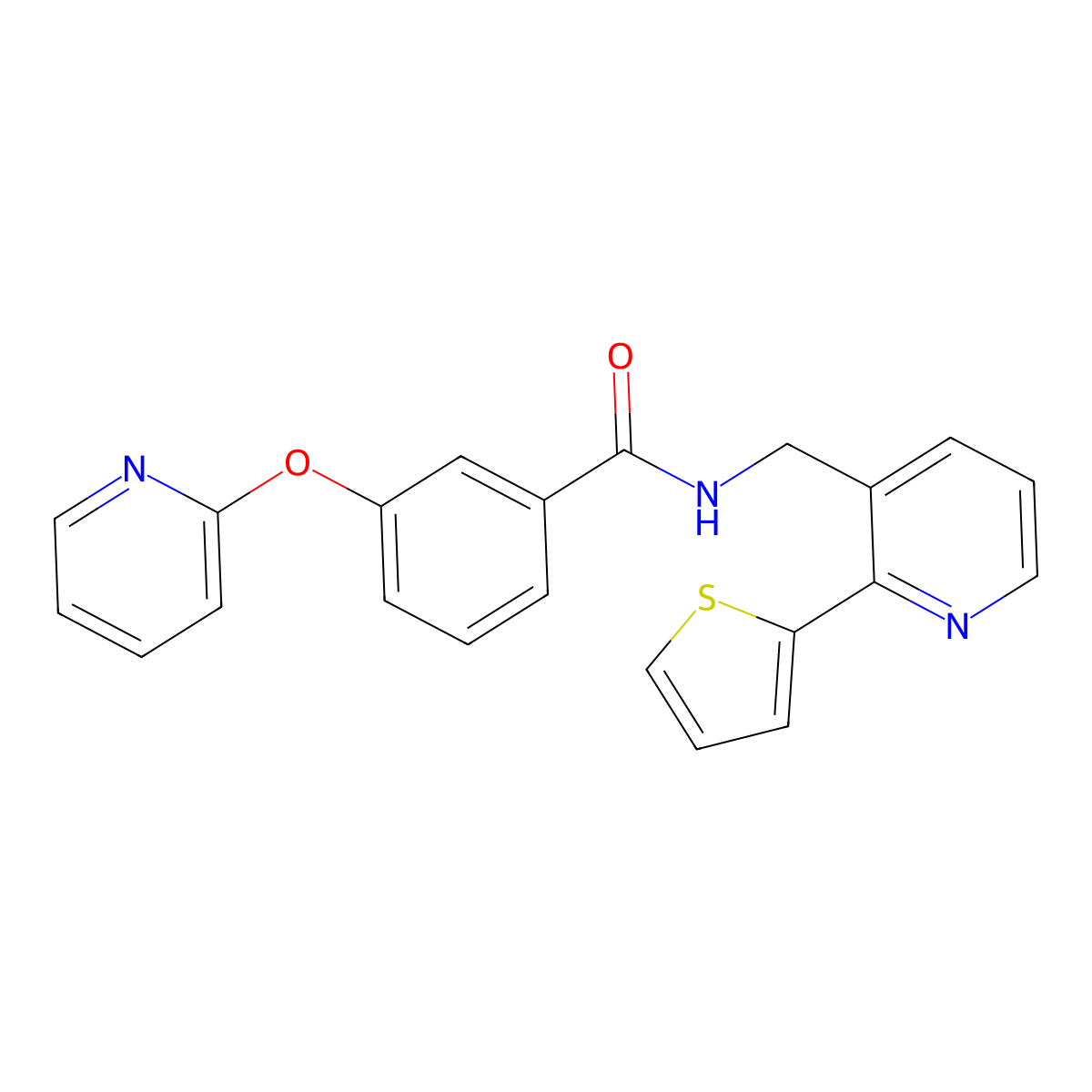 3-(pyridin-2-yloxy)-N-((2-(thiophen-2-yl)pyridin-3-yl)methyl)benzamide molecular structure, CAS 2034434-91-6