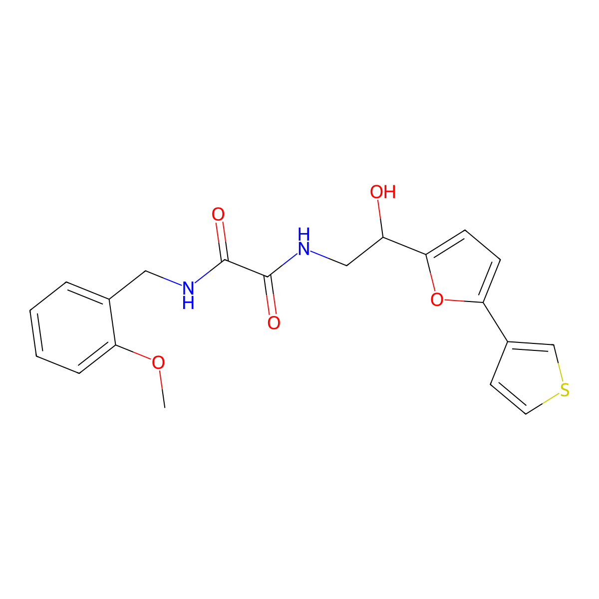 N-{2-hydroxy-2-[5-(thiophen-3-yl)furan-2-yl]ethyl}-N'-[(2-methoxyphenyl)methyl]ethanediamide molecular structure, CAS 2034434-95-0