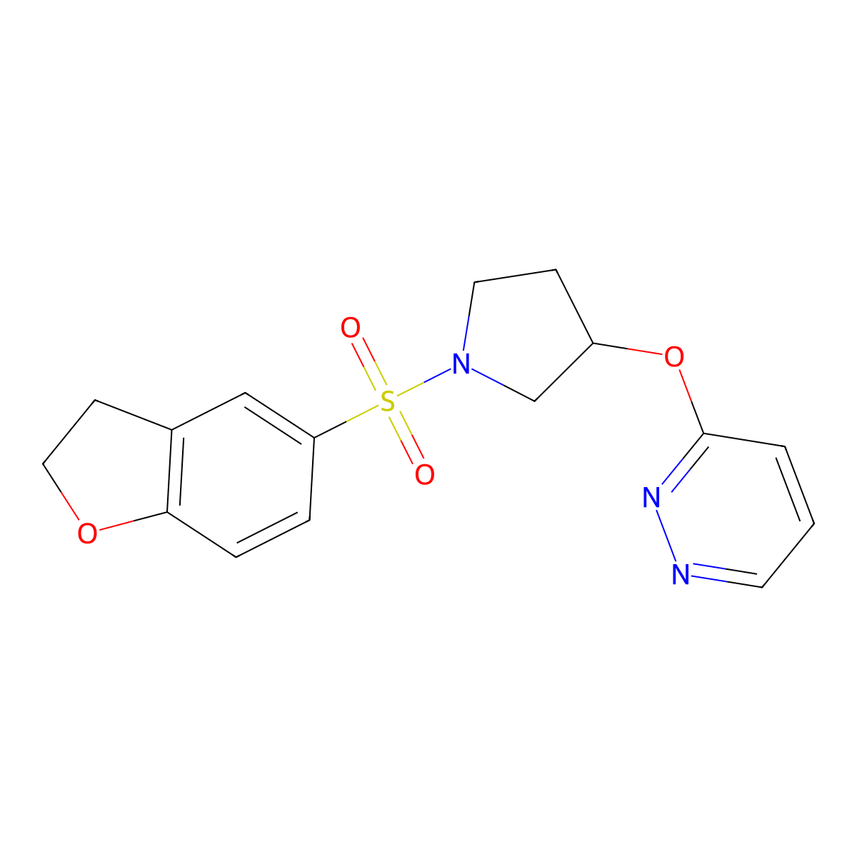 3-((1-((2,3-Dihydrobenzofuran-5-yl)sulfonyl)pyrrolidin-3-yl)oxy)pyridazine molecular structure, CAS 2034434-99-4