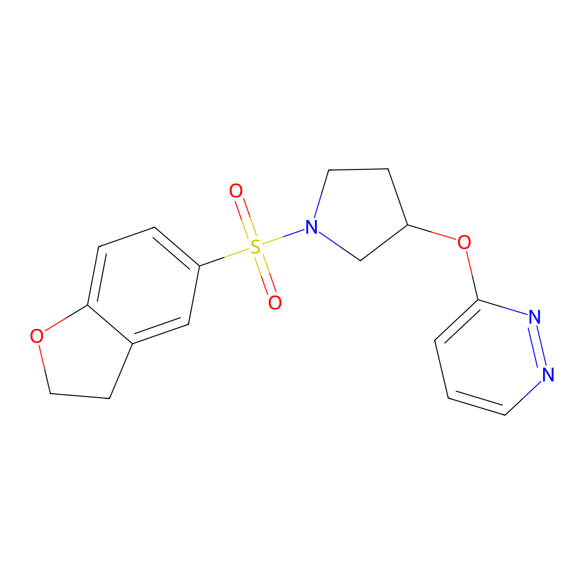 3-((1-((2,3-Dihydrobenzofuran-5-yl)sulfonyl)pyrrolidin-3-yl)oxy)pyridazine molecular structure, CAS 2034434-99-4