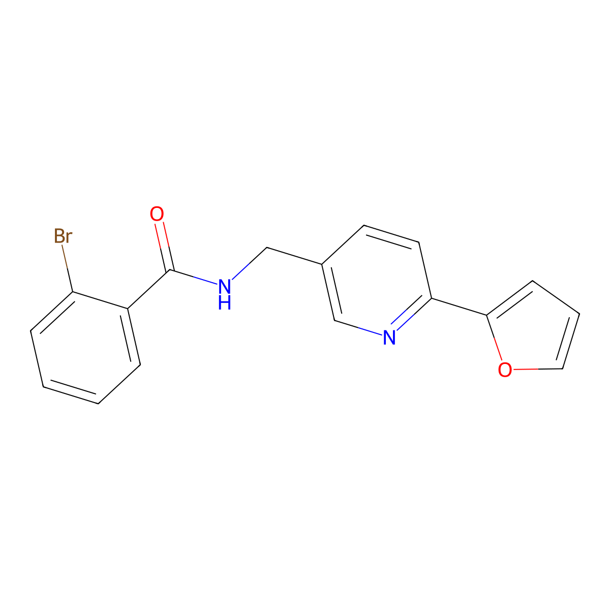 2-bromo-N-((6-(furan-2-yl)pyridin-3-yl)methyl)benzamide molecular structure, CAS 2034435-02-2
