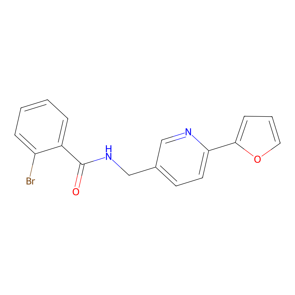 2-bromo-N-((6-(furan-2-yl)pyridin-3-yl)methyl)benzamide molecular structure, CAS 2034435-02-2