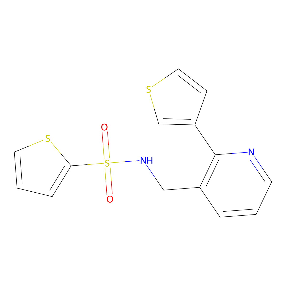N-((2-(thiophen-3-yl)pyridin-3-yl)methyl)thiophene-2-sulfonamide molecular structure, CAS 2034435-05-5