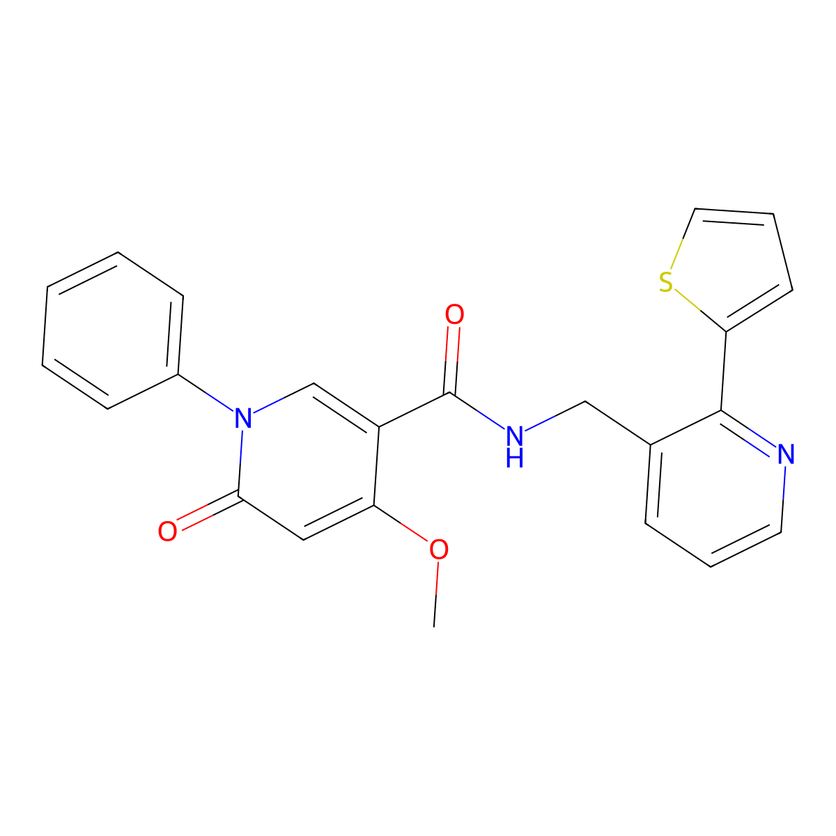 4-methoxy-6-oxo-1-phenyl-N-((2-(thiophen-2-yl)pyridin-3-yl)methyl)-1,6-dihydropyridine-3-carboxamide molecular structure, CAS 2034435-06-6