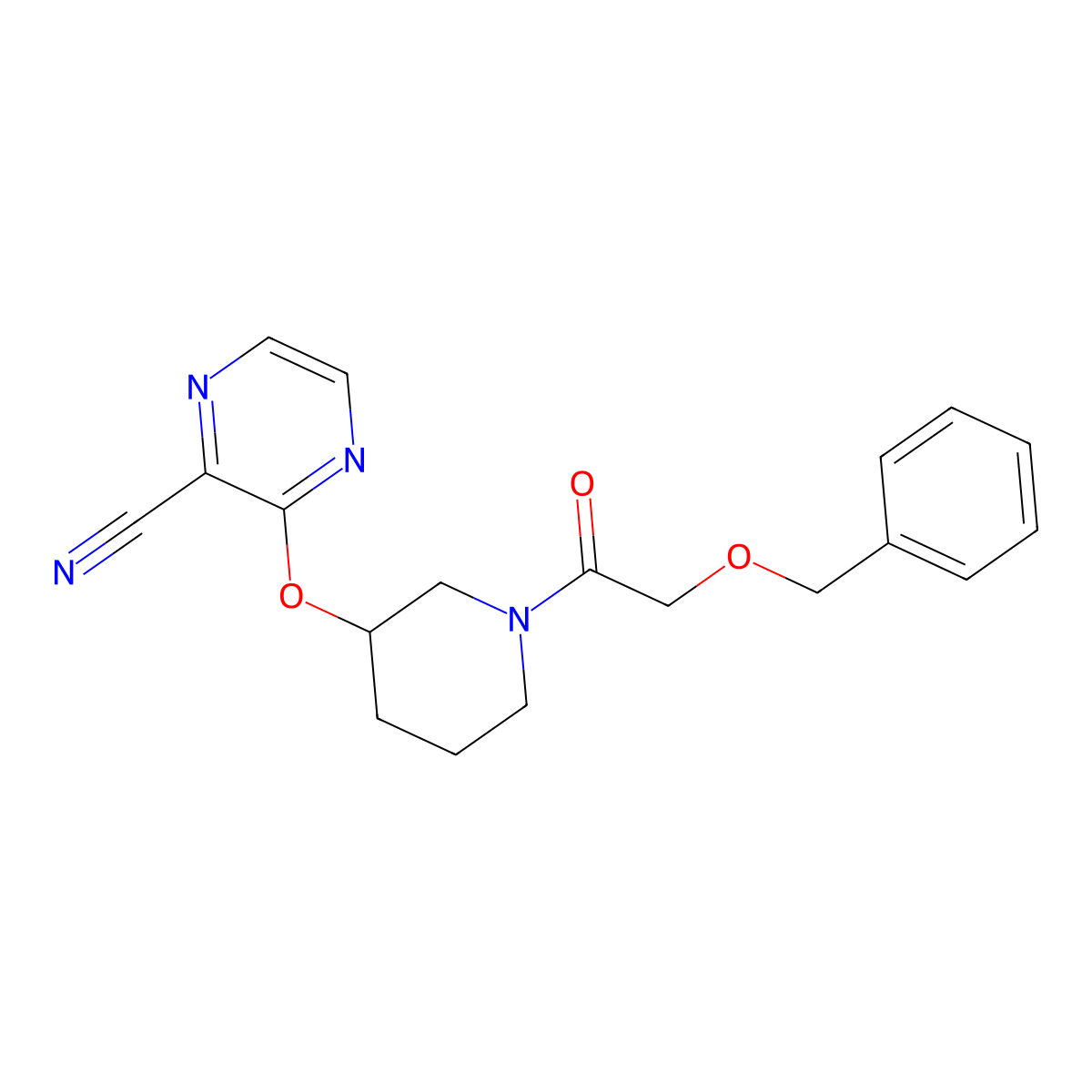 3-({1-[2-(Benzyloxy)acetyl]piperidin-3-yl}oxy)pyrazine-2-carbonitrile molecular structure, CAS 2034435-14-6
