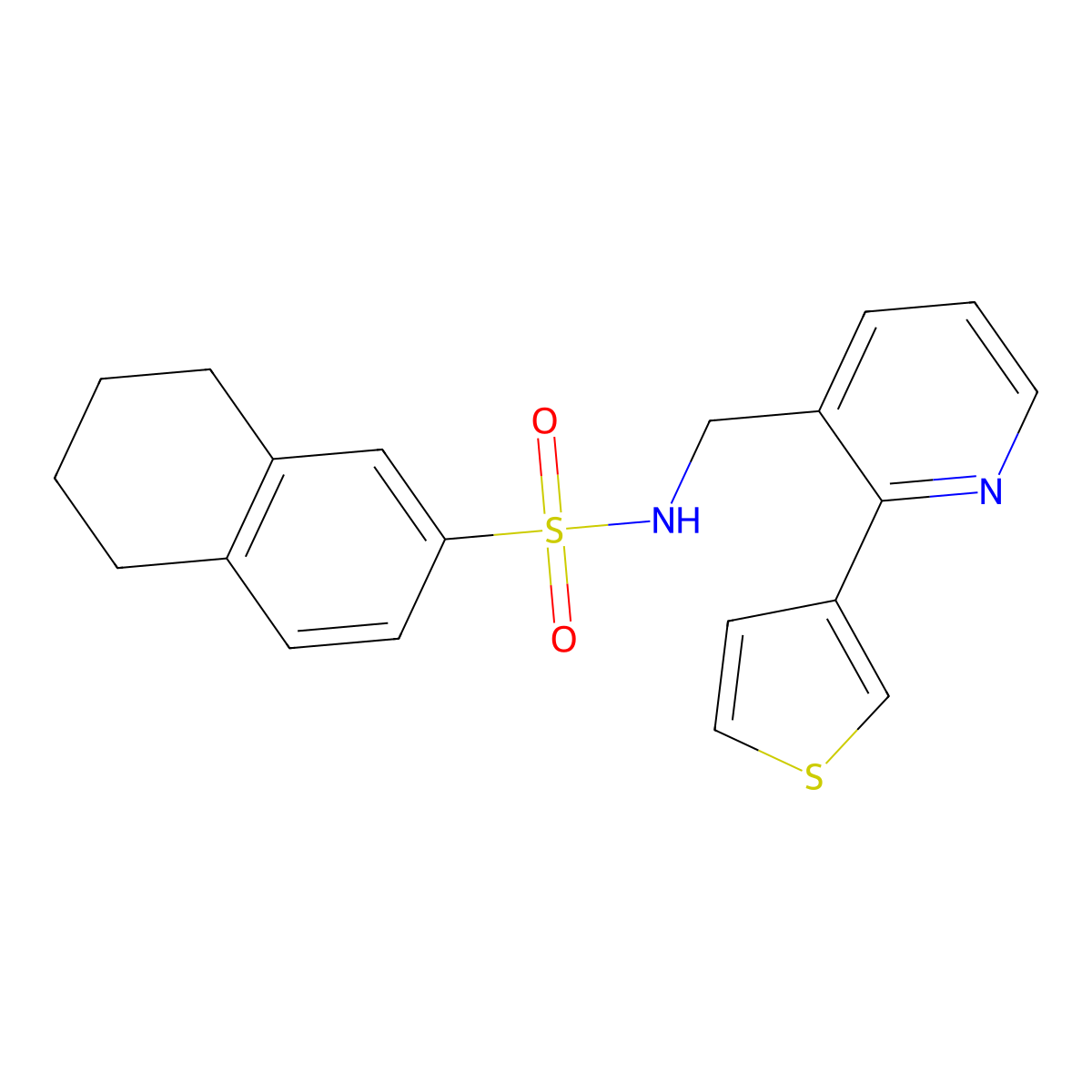 N-{[2-(thiophen-3-yl)pyridin-3-yl]methyl}-5,6,7,8-tetrahydronaphthalene-2-sulfonamide molecular structure, CAS 2034435-17-9