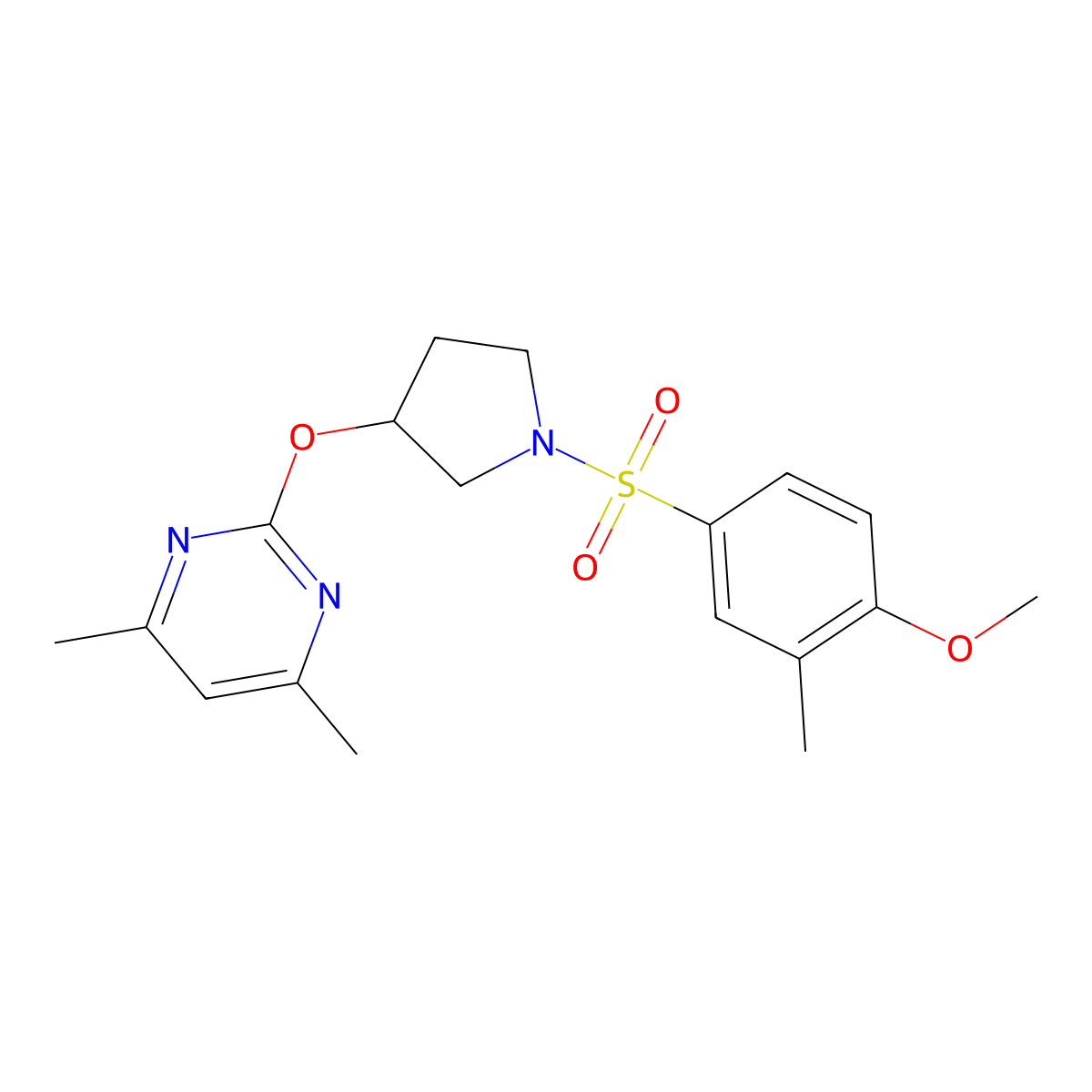 2-((1-((4-Methoxy-3-methylphenyl)sulfonyl)pyrrolidin-3-yl)oxy)-4,6-dimethylpyrimidine molecular structure, CAS 2034435-20-4