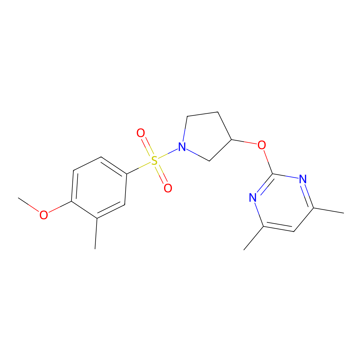 2-((1-((4-Methoxy-3-methylphenyl)sulfonyl)pyrrolidin-3-yl)oxy)-4,6-dimethylpyrimidine molecular structure, CAS 2034435-20-4