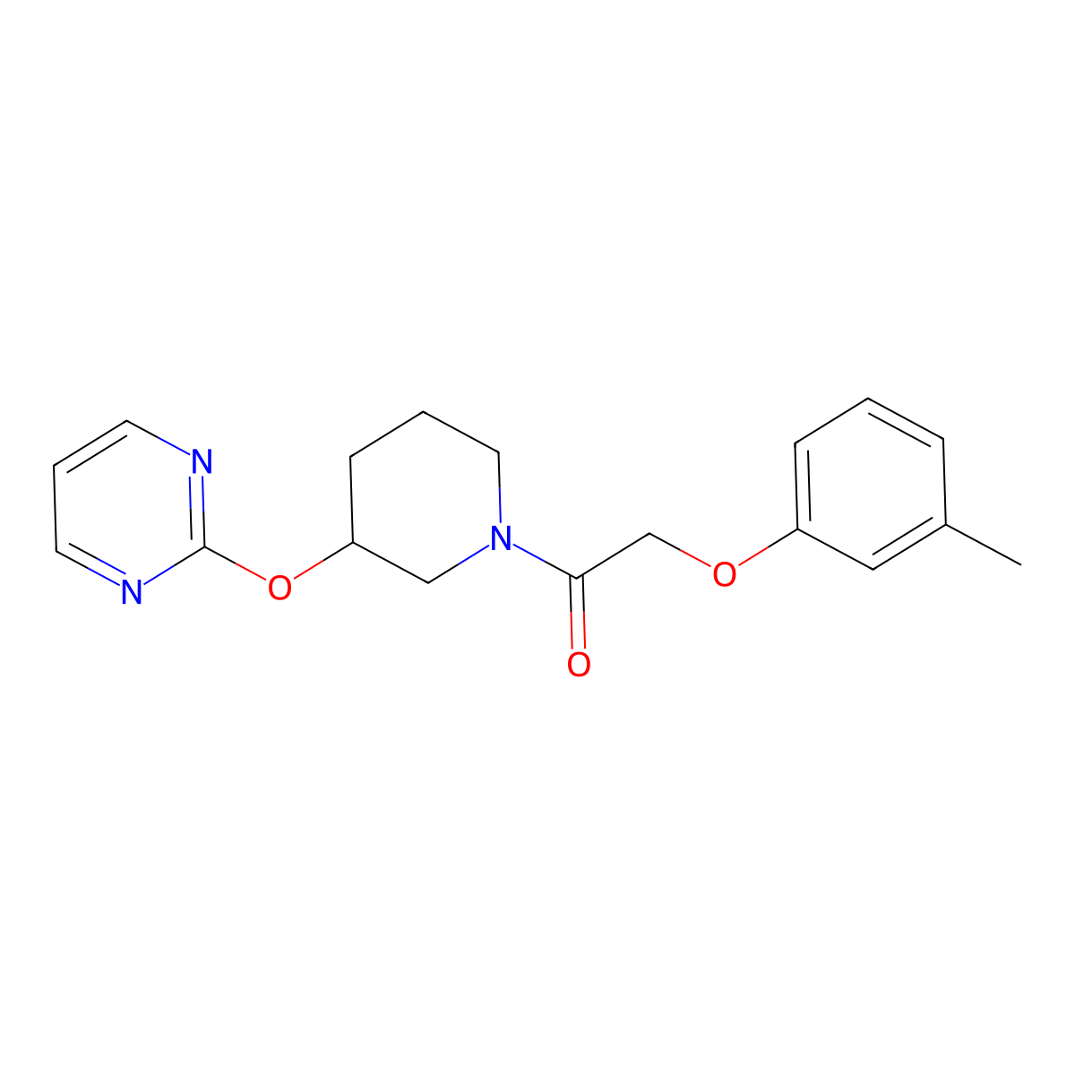 1-(3-(Pyrimidin-2-yloxy)piperidin-1-yl)-2-(m-tolyloxy)ethanone molecular structure, CAS 2034435-24-8