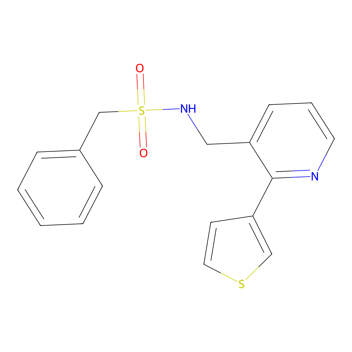 1-phenyl-N-((2-(thiophen-3-yl)pyridin-3-yl)methyl)methanesulfonamide molecular structure, CAS 2034435-29-3