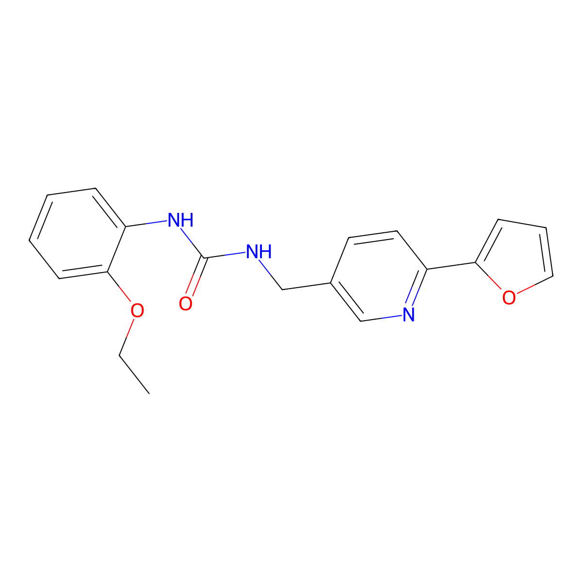 1-(2-Ethoxyphenyl)-3-((6-(furan-2-yl)pyridin-3-yl)methyl)urea molecular structure, CAS 2034435-32-8