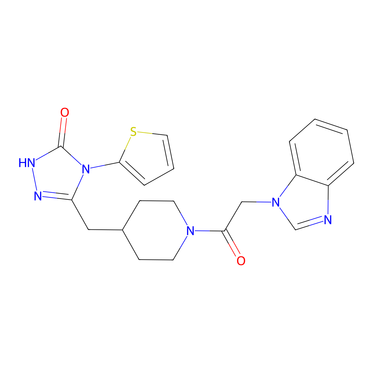 3-((1-(2-(1H-benzo[d]imidazol-1-yl)acetyl)piperidin-4-yl)methyl)-4-(thiophen-2-yl)-1H-1,2,4-triazol-5(4H)-one molecular structure, CAS 2034435-35-1