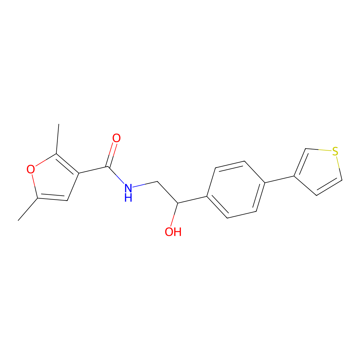 N-(2-hydroxy-2-(4-(thiophen-3-yl)phenyl)ethyl)-2,5-dimethylfuran-3-carboxamide molecular structure, CAS 2034435-36-2