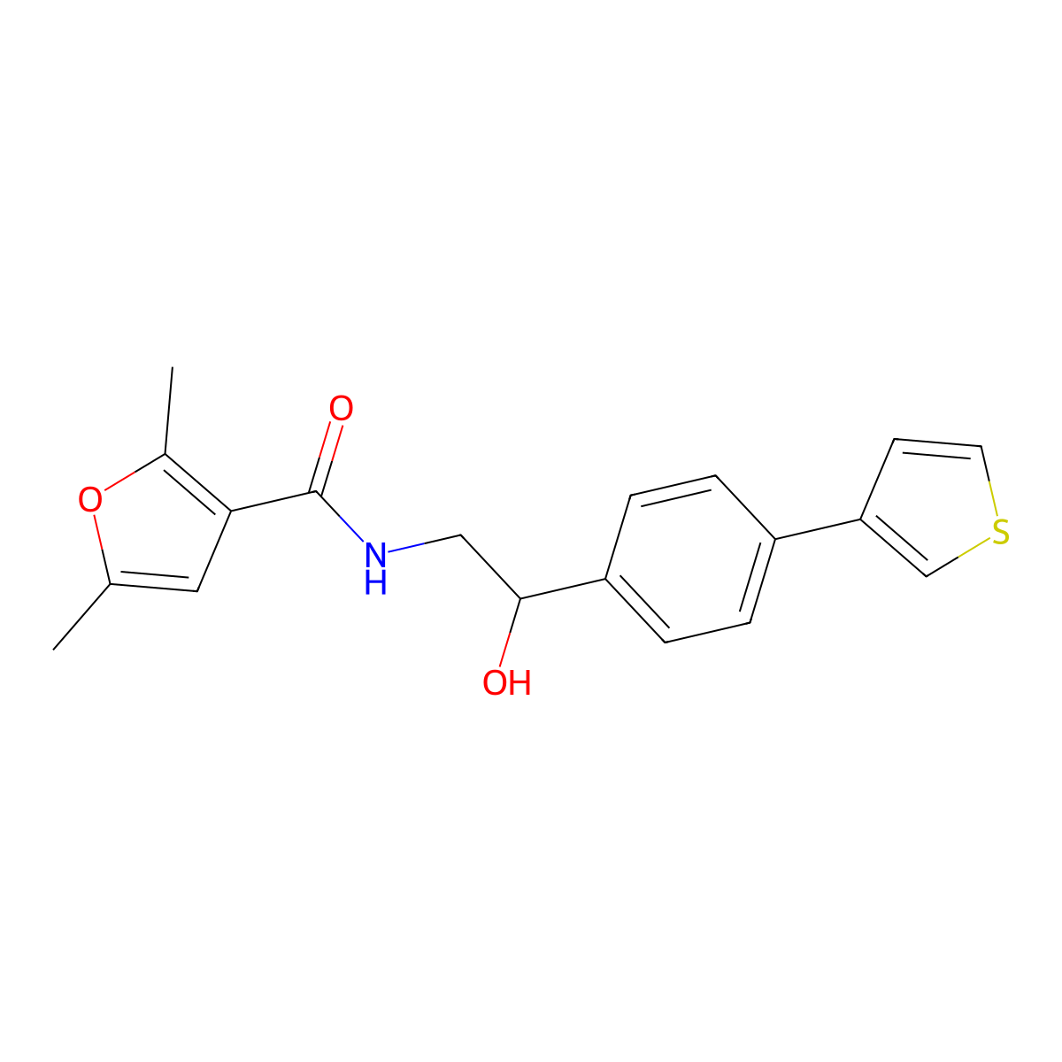 N-(2-hydroxy-2-(4-(thiophen-3-yl)phenyl)ethyl)-2,5-dimethylfuran-3-carboxamide molecular structure, CAS 2034435-36-2