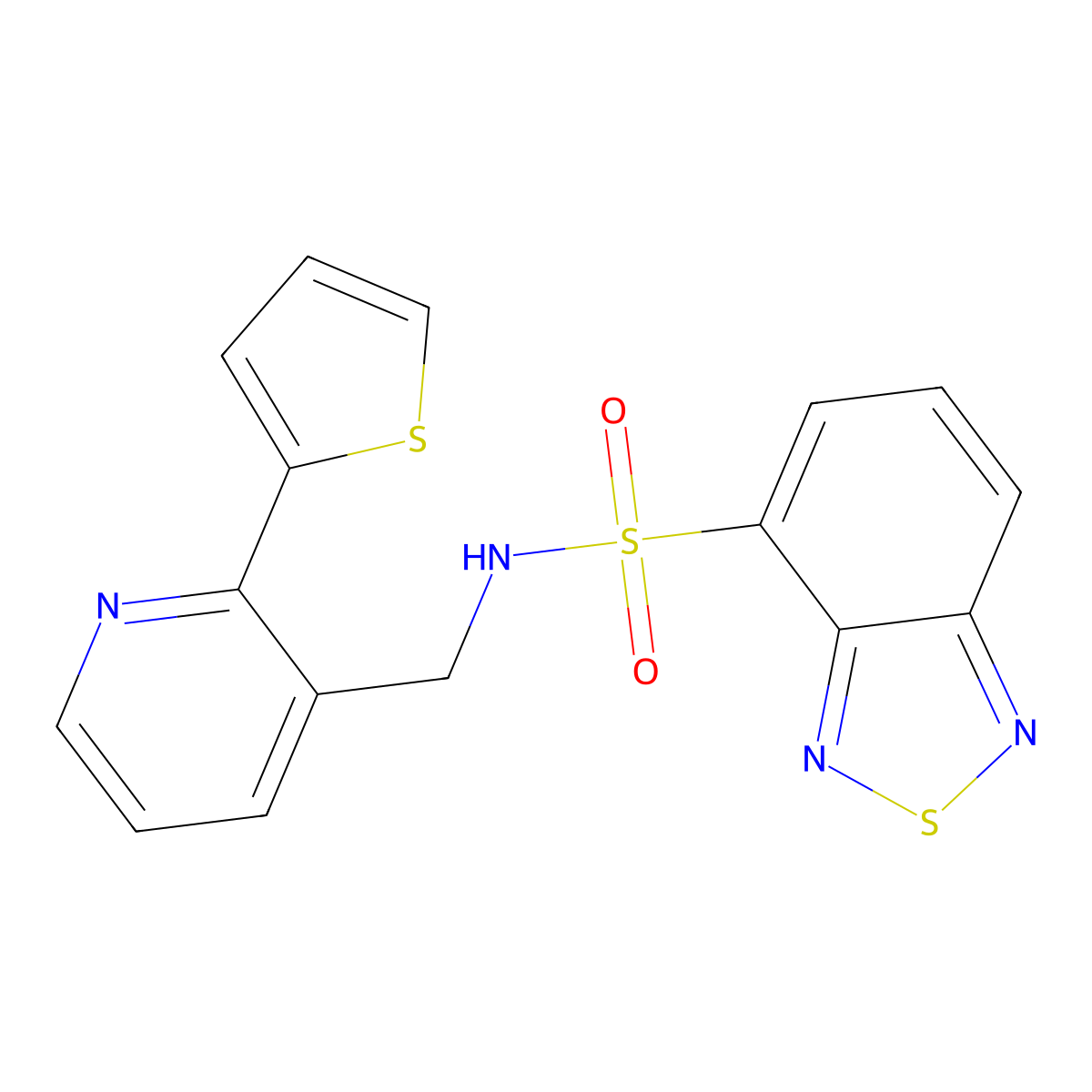 N-((2-(thiophen-2-yl)pyridin-3-yl)methyl)benzo[c][1,2,5]thiadiazole-4-sulfonamide molecular structure, CAS 2034435-39-5
