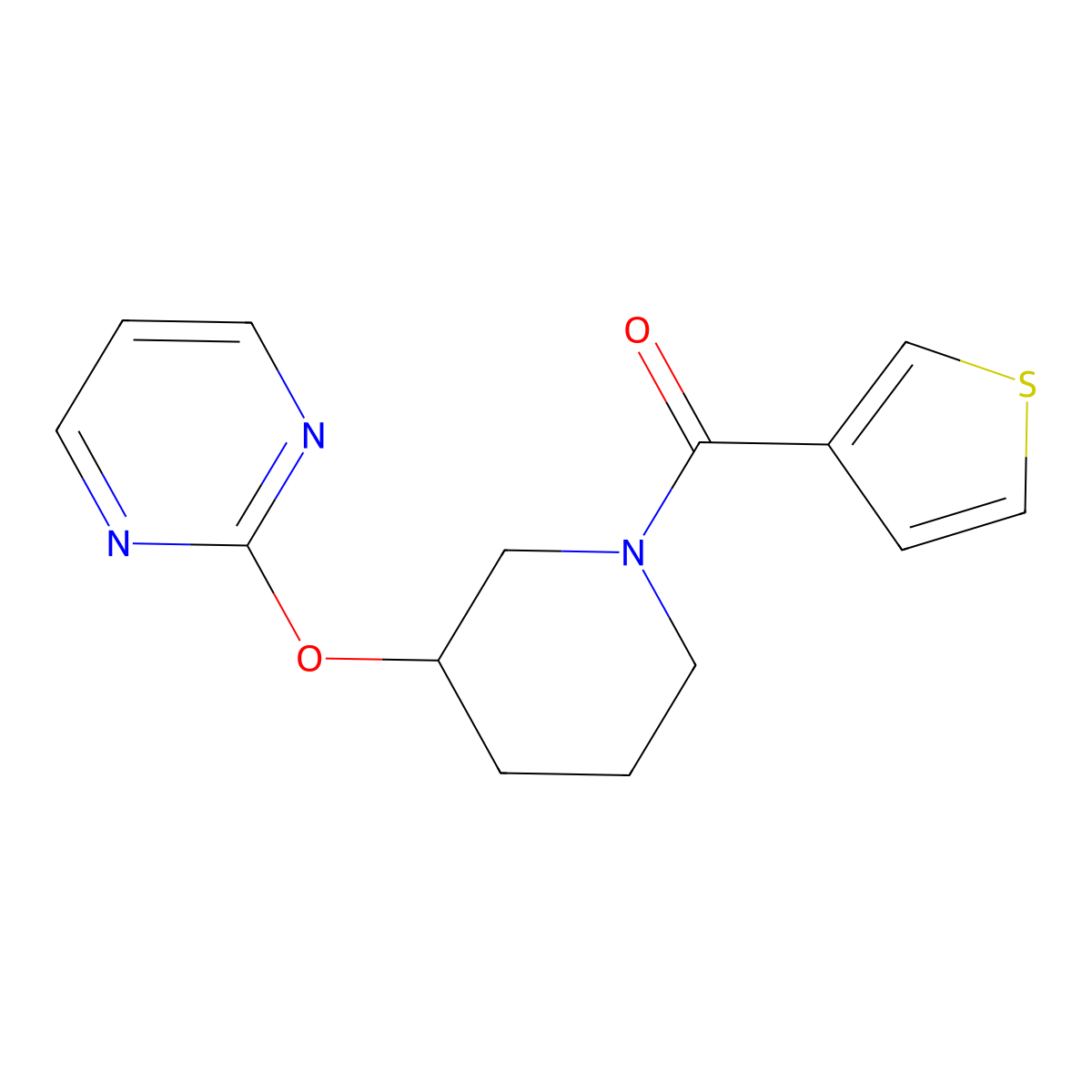 (3-(Pyrimidin-2-yloxy)piperidin-1-yl)(thiophen-3-yl)methanone molecular structure, CAS 2034435-49-7